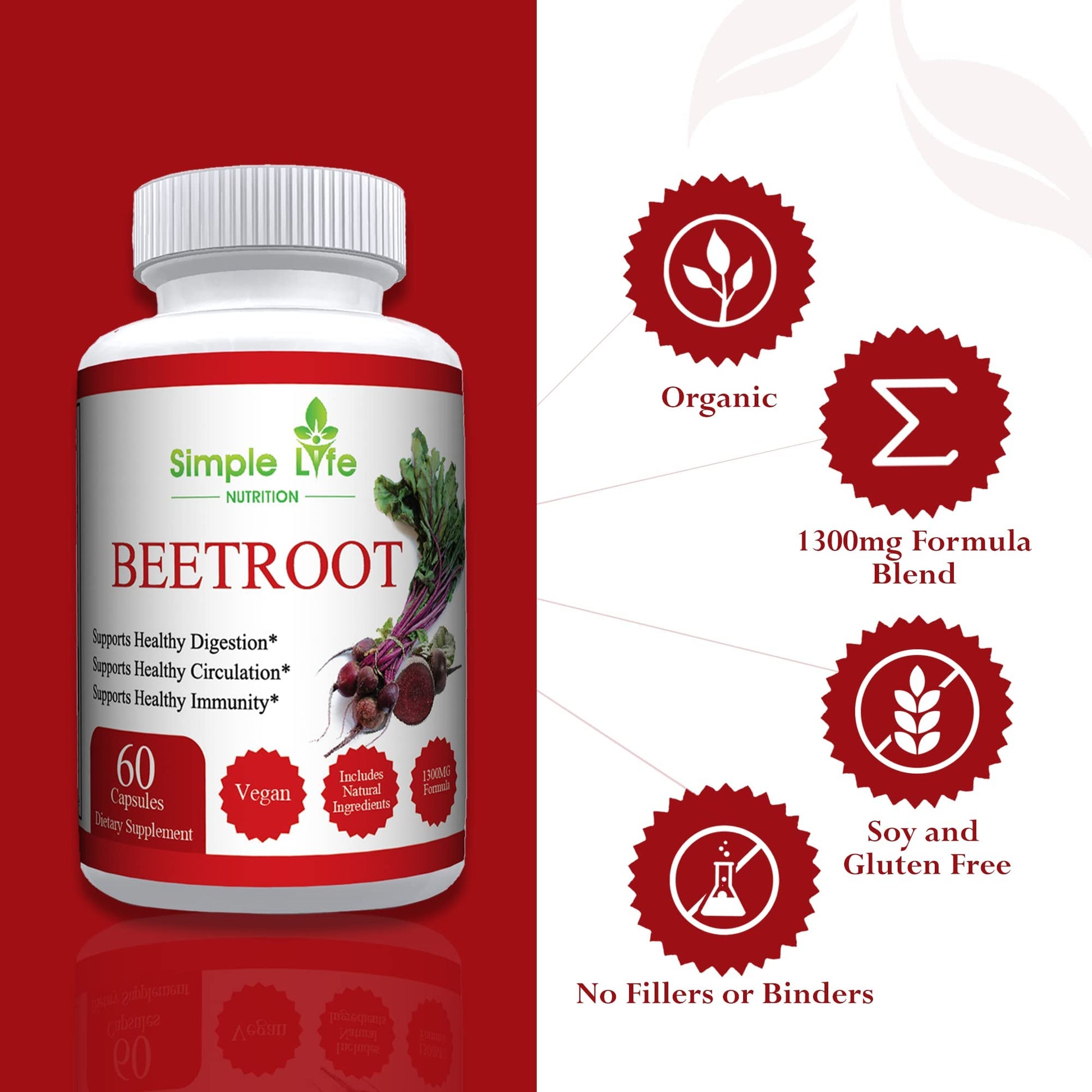 Simple Life Nutrition Organic Beet Root Powder Capsules - Nitric Oxide Booster for Men Simple Life Nutrition uk supplements