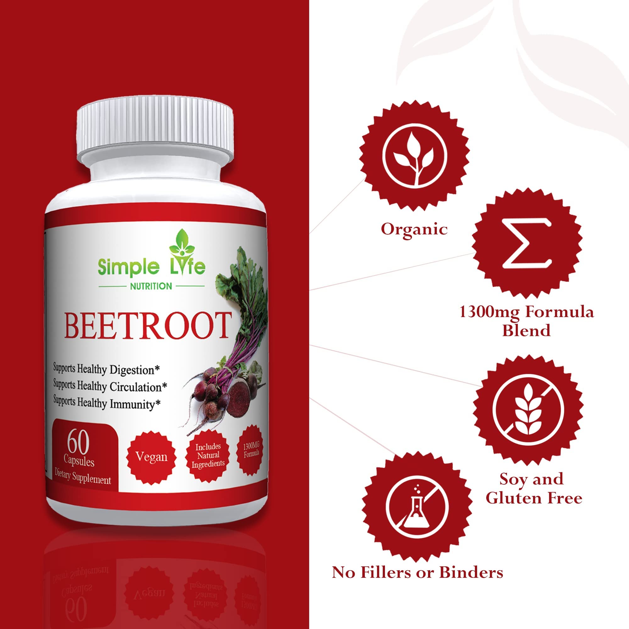Simple Life Nutrition Organic Beet Root Powder Capsules - Nitric Oxide Booster for Men Simple Life Nutrition uk supplements