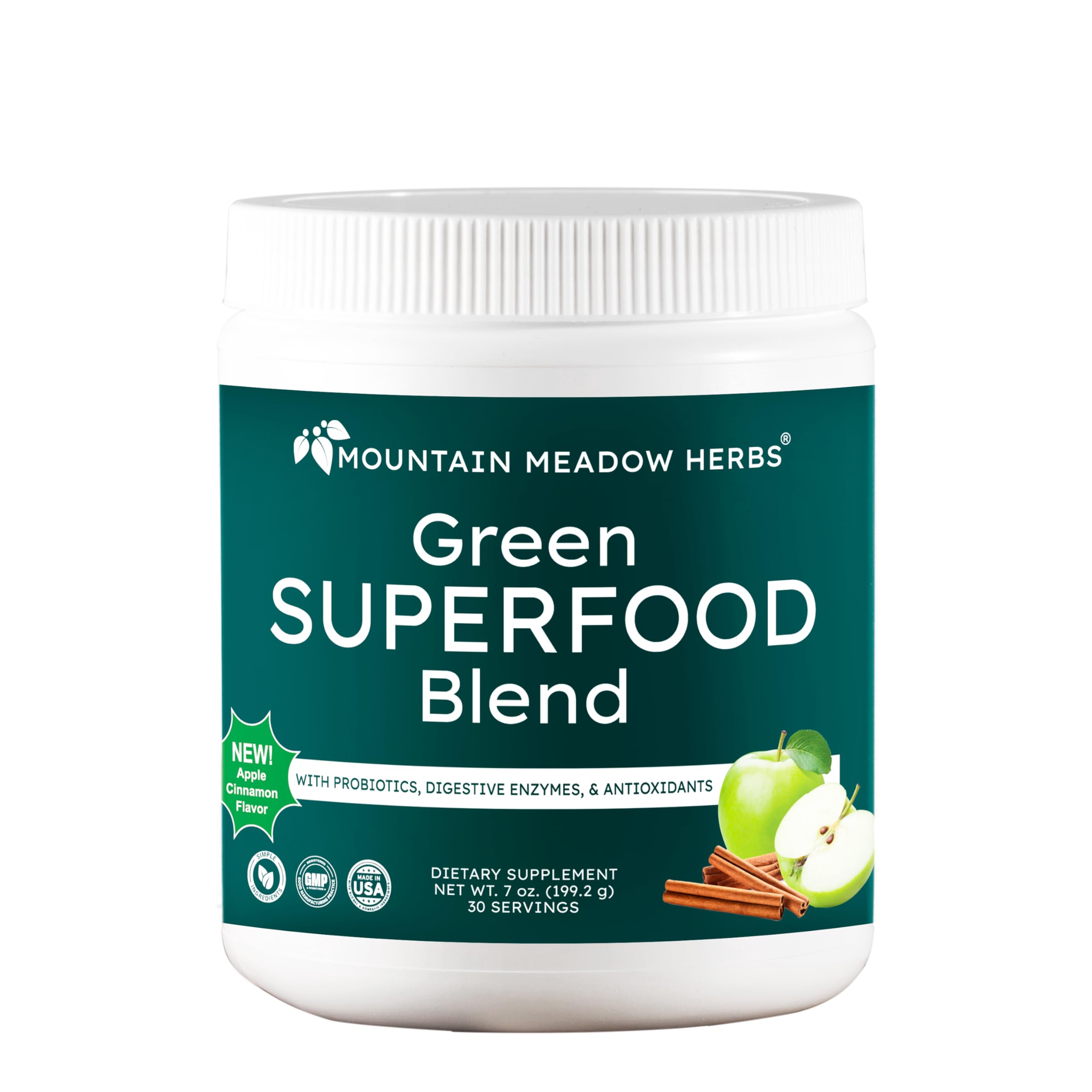 Mountain Meadow Herbs Green Superfood Blend – Spirulina, Chlorella, Mushrooms, Probiotics, Digestive Enzymes, Antioxidants – Organic Greens Powder for Energy & Gut Health – 30 Servings Mountain Meadow Herbs uk supplements