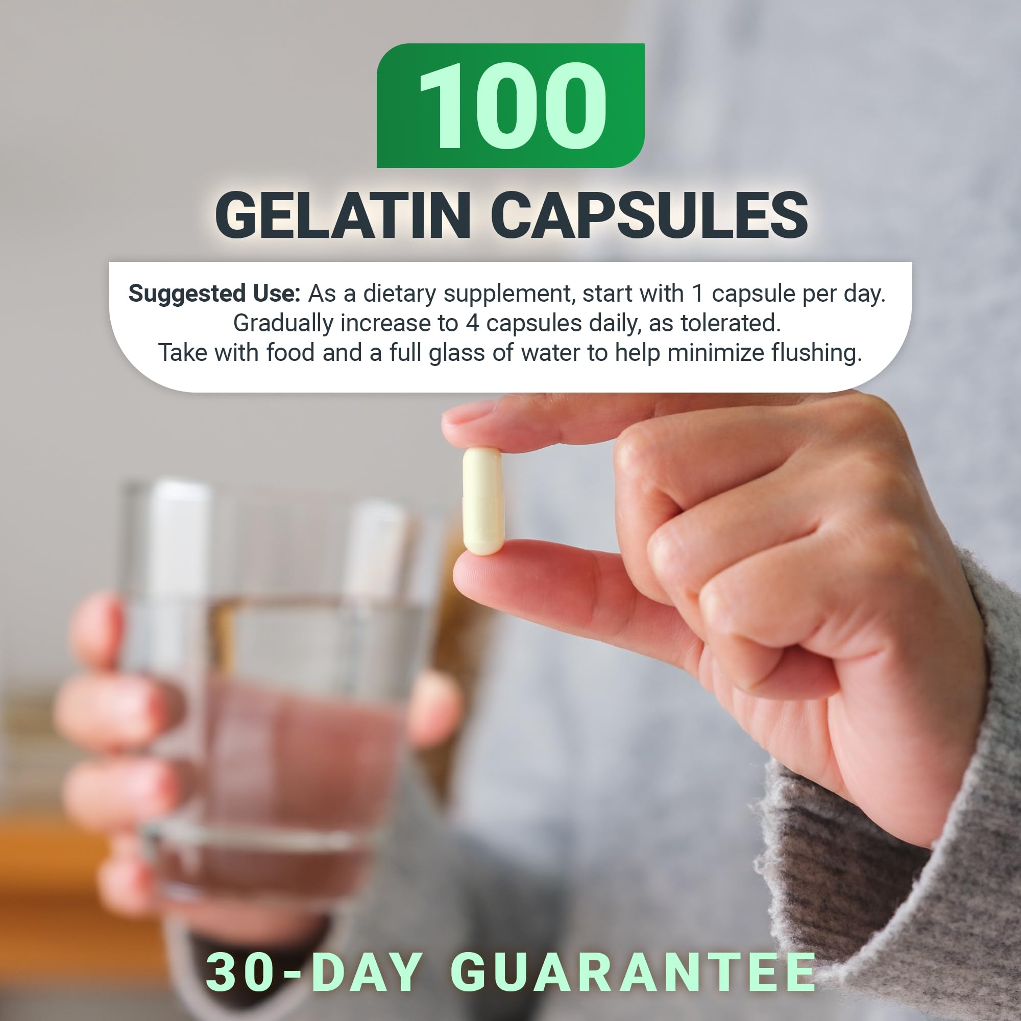 Dr. Berg Highly-Potent Niacin 500 mg – Now Only 125 mg per Capsule for Niacin Flush Tolerance Building – Gradually Increase to 500mg a Day – Vitamin B3 for Heart, Brain & Energy Support – 100 Capsules Dr. Berg Nutritionals uk supplements