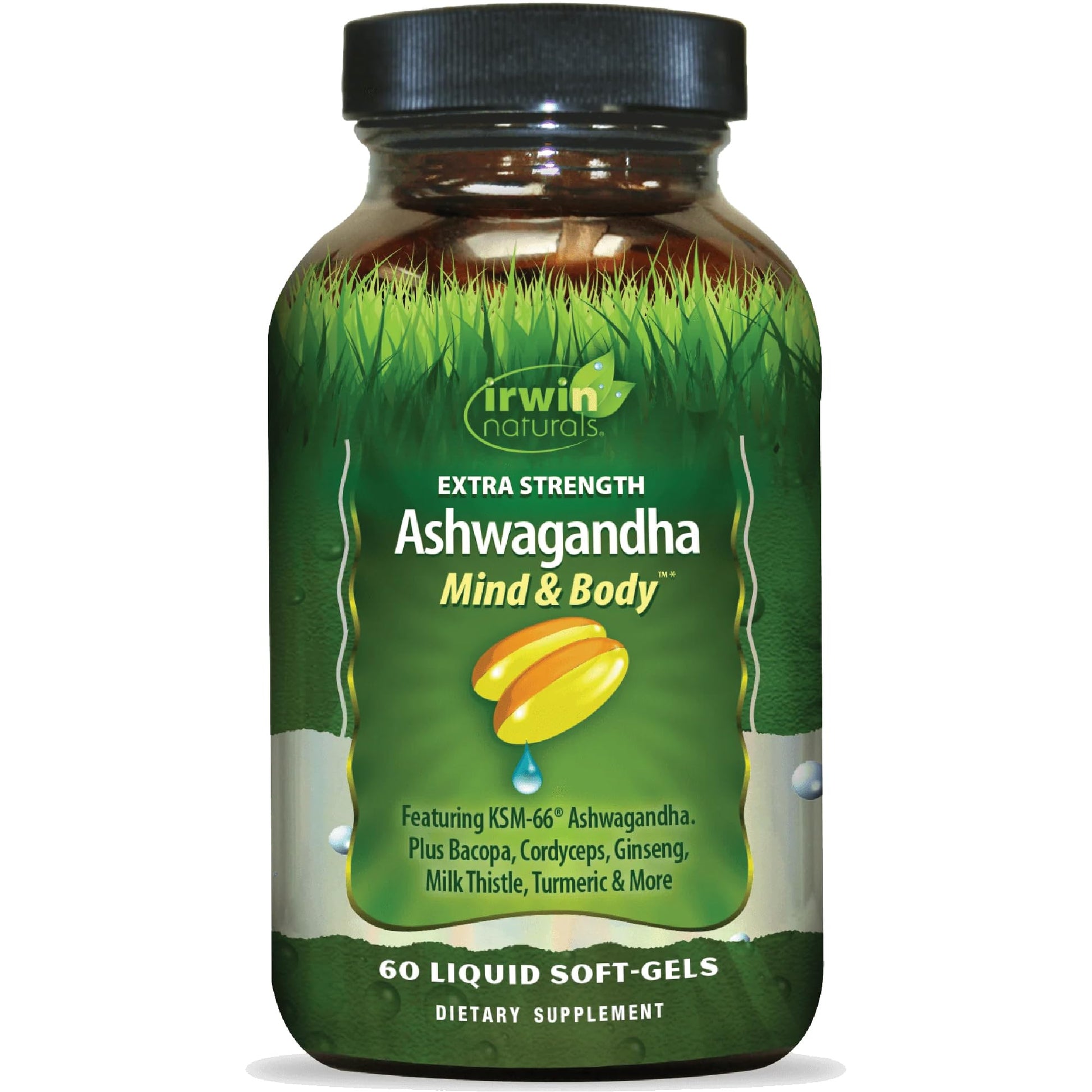 Irwin Naturals Extra Strength Ashwagandha - 60 Liquid Softgels - Helps Boost Physical & Mental Performance - with Turmeric & Milk Thistle Irwin Naturals uk supplements