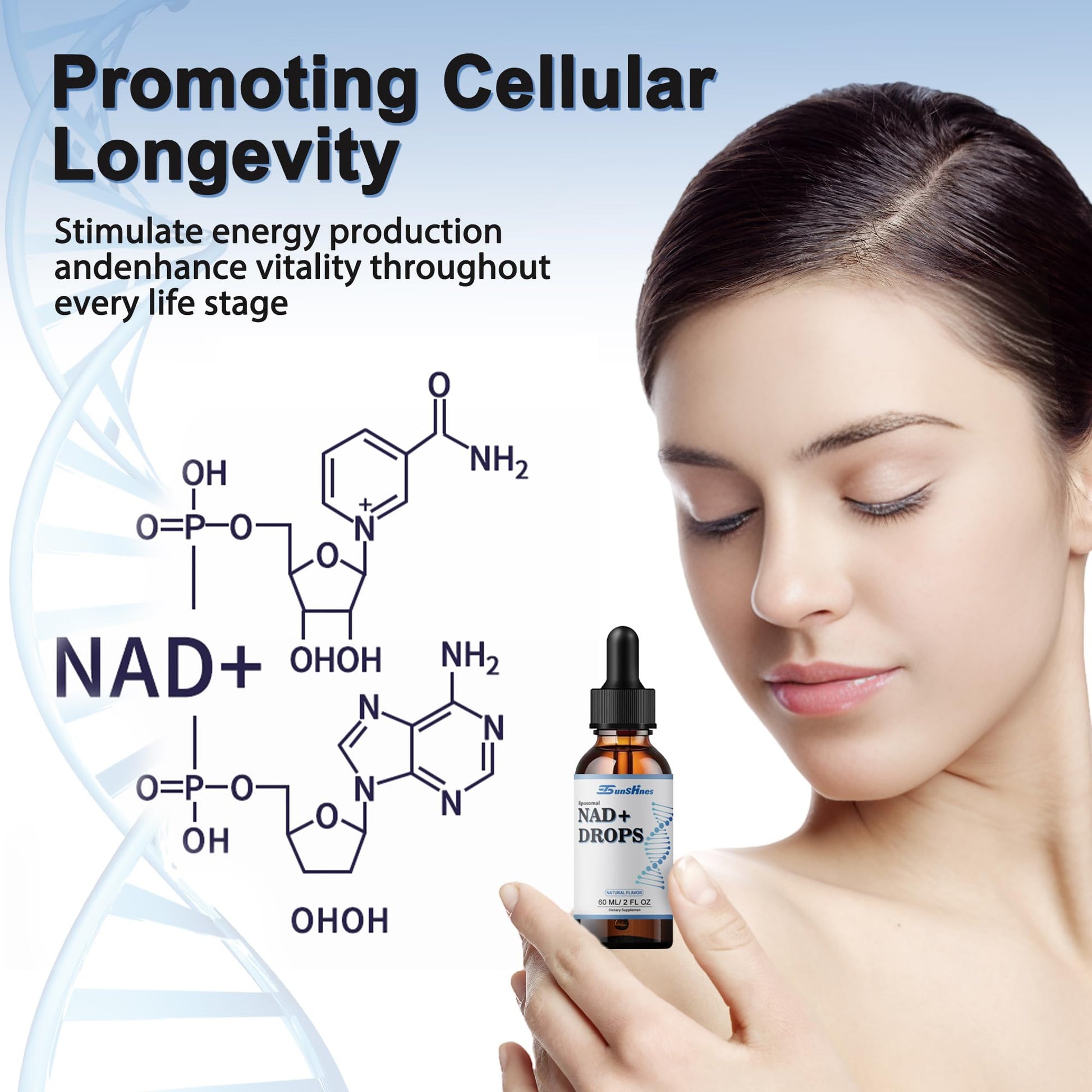 tsunshnes Liposomal NAD+800mg, NAD+ Supplement Drops - NMN or Nicotinamide Riboside Alternative, Healthy Aging Energy Metabolism and Vitality, NAD Liquid Supplement for Maximum Absorption tsunshnes uk supplements