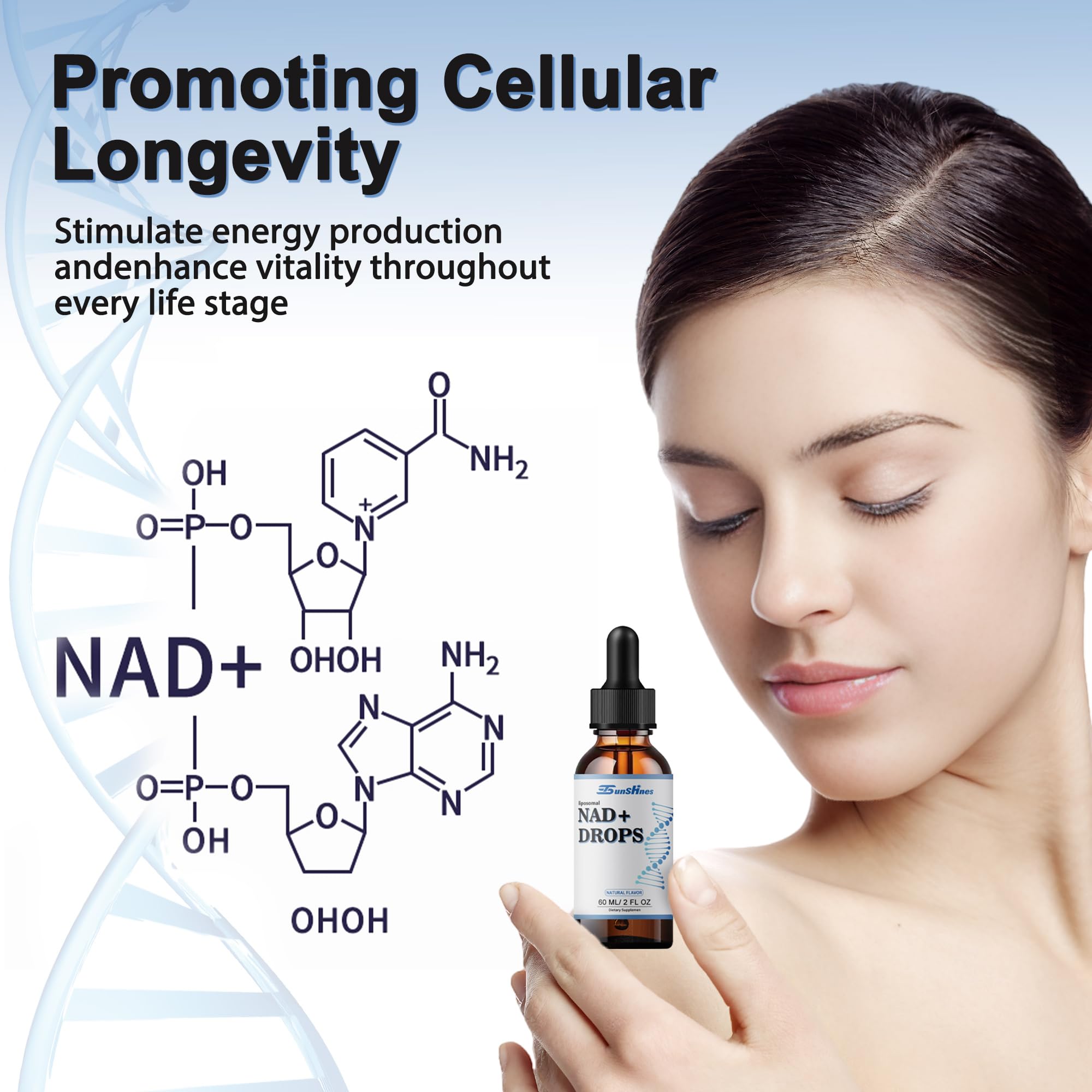 tsunshnes Liposomal NAD+800mg, NAD+ Supplement Drops - NMN or Nicotinamide Riboside Alternative, Healthy Aging Energy Metabolism and Vitality, NAD Liquid Supplement for Maximum Absorption tsunshnes uk supplements