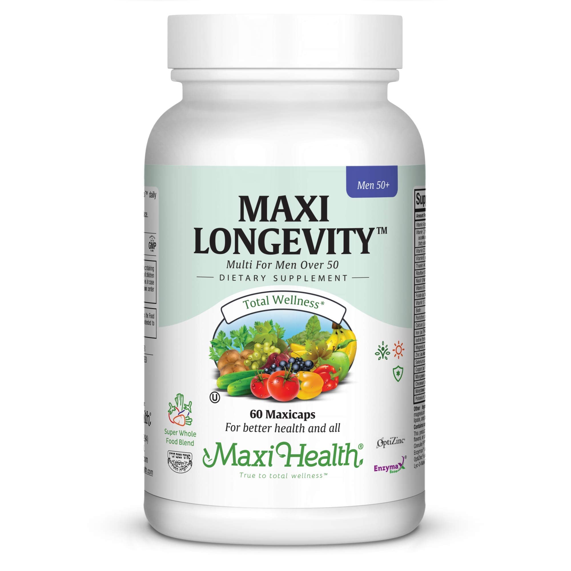 Mens Multivitamin 50 Plus – Daily Multivitamin for Men Over 50 with Vitamin B12, A, D, C, Zinc, Magnesium & More – Energy, Immune & Heart Support Mens Multi Vitamins - Non-GMO – 60 Capsules Maxi Health uk supplements