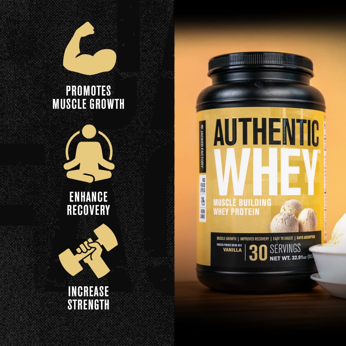 Jacked Factory Authentic Whey Muscle Building Whey Protein Powder - Low Carb Jacked Factory uk supplements