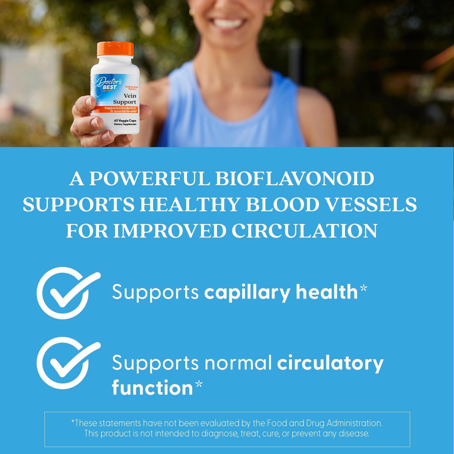 Doctor's Best Vein Support Supplement - Contains Diosmin & Hesperidin, Circulation Support for Legs & Feet, for Men & Women, Formula with Vitamin K2 & Natural Orange Extract, Vegan - 60 Veg Caps Doctor's BEST uk supplements