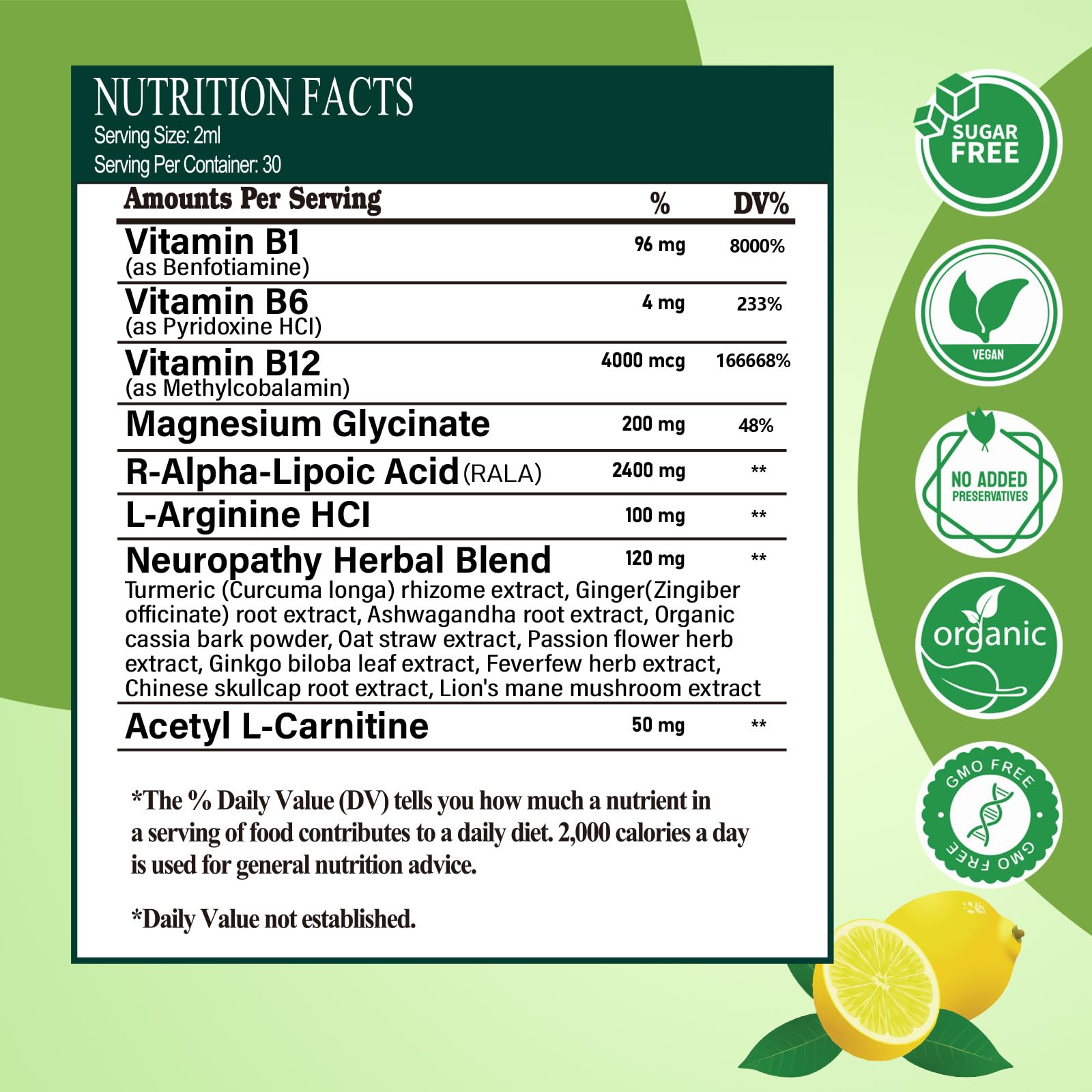 Neuropathy Supplements Liquid Drops, Advance 17-in-1 Stabilized R-Alpha Lipoic Acid (R-ALA) w. Acetyl L-Carnitine Vitamin B-Complex Magnesium, High Potency R-Lipoic Acid for Nerve Antioxidant Energy Vita PLynxera uk supplements
