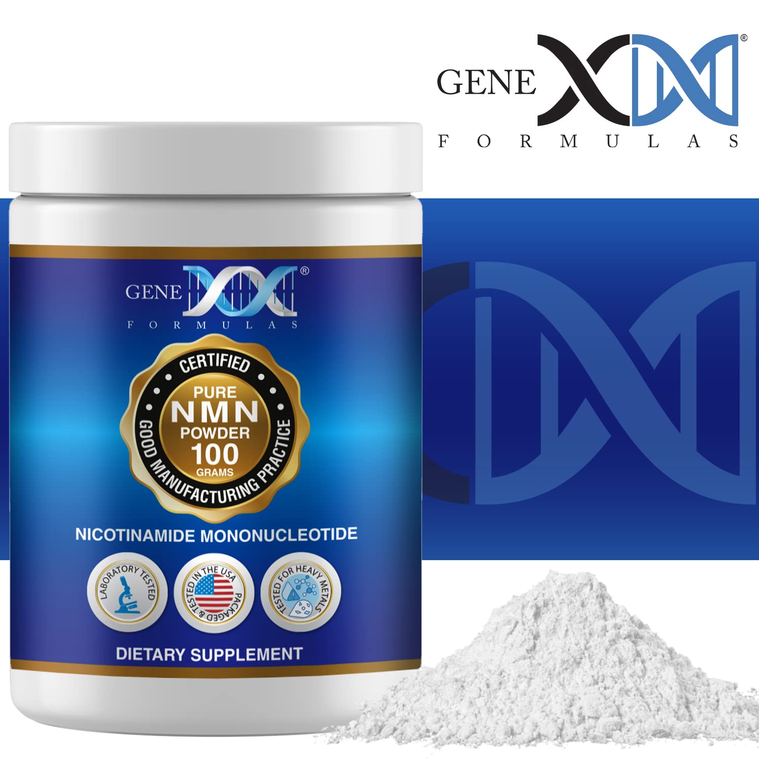 Genex Formulas Pure NMN Powder 100 Grams, Instant Dissolve, Shelf Stable, Non-Synthetic, PVP Free, Ultra-Low Density, 99.9% Pure NMN, Made in a US-Based, GMP, NSF & FSSC 22000 Certified Facility Genex Formulas uk supplements