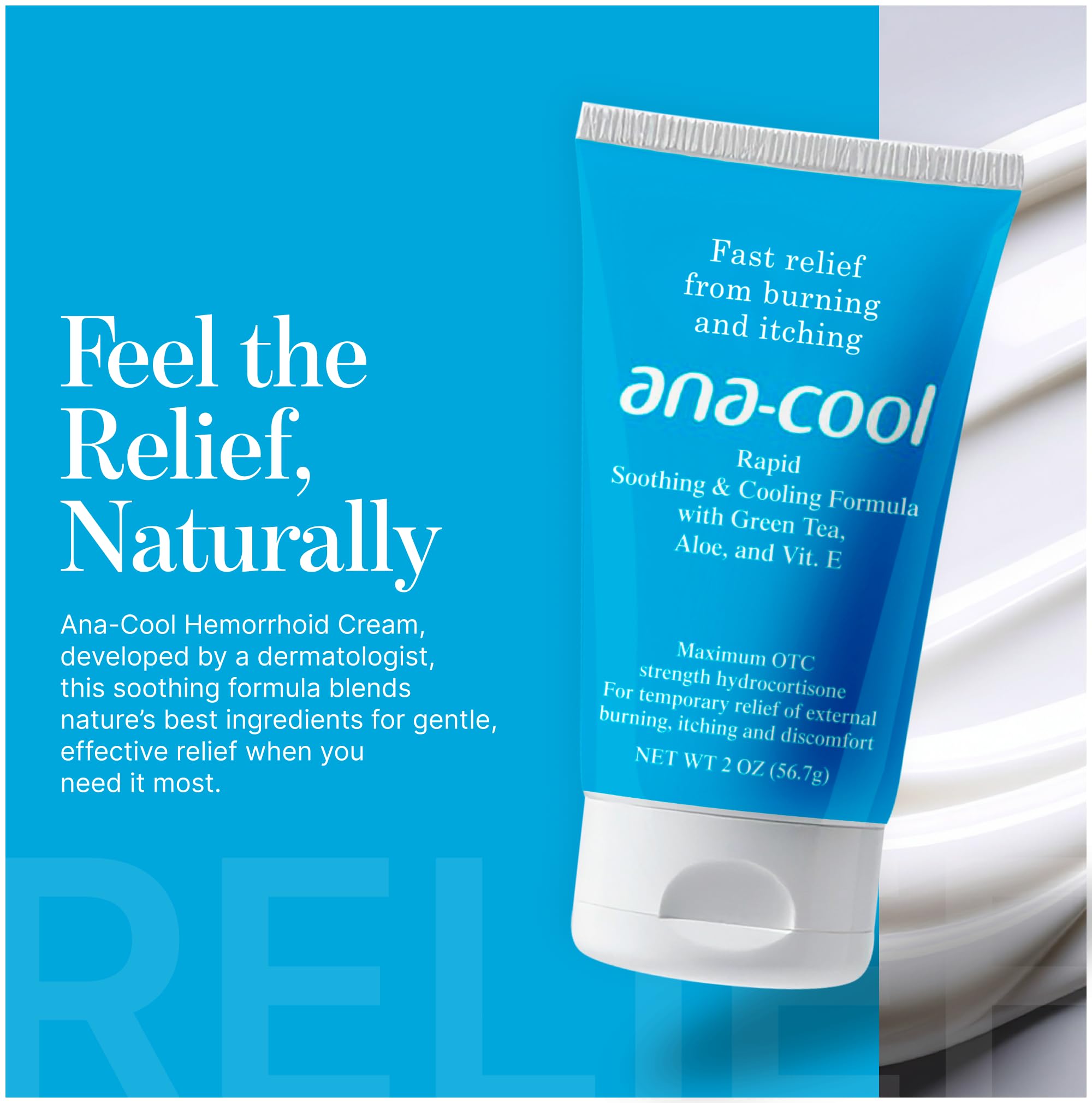Ana-Cool Herbal Hemorrhoid Relief Cream - Fast Soothing for Bug Bites, Rashes, Irritations & More - 1% Hydrocortisone with Witch Hazel, Aloe & Vitamin E - Physician-Developed, 2 oz Tube Ana-Cool uk supplements