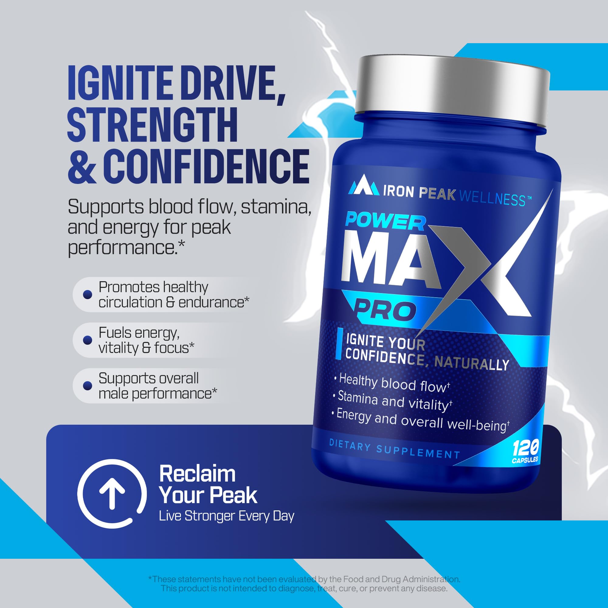 Testosterone Booster Pills for Men - Male Enhancing Supplement - Fast Acting Blood Flow, Muscle Growth, Strength, Energy, Libido, Endurance, Workout - Natural Performance Test Boost - 60 Day Serving IronPeak Wellness uk supplements