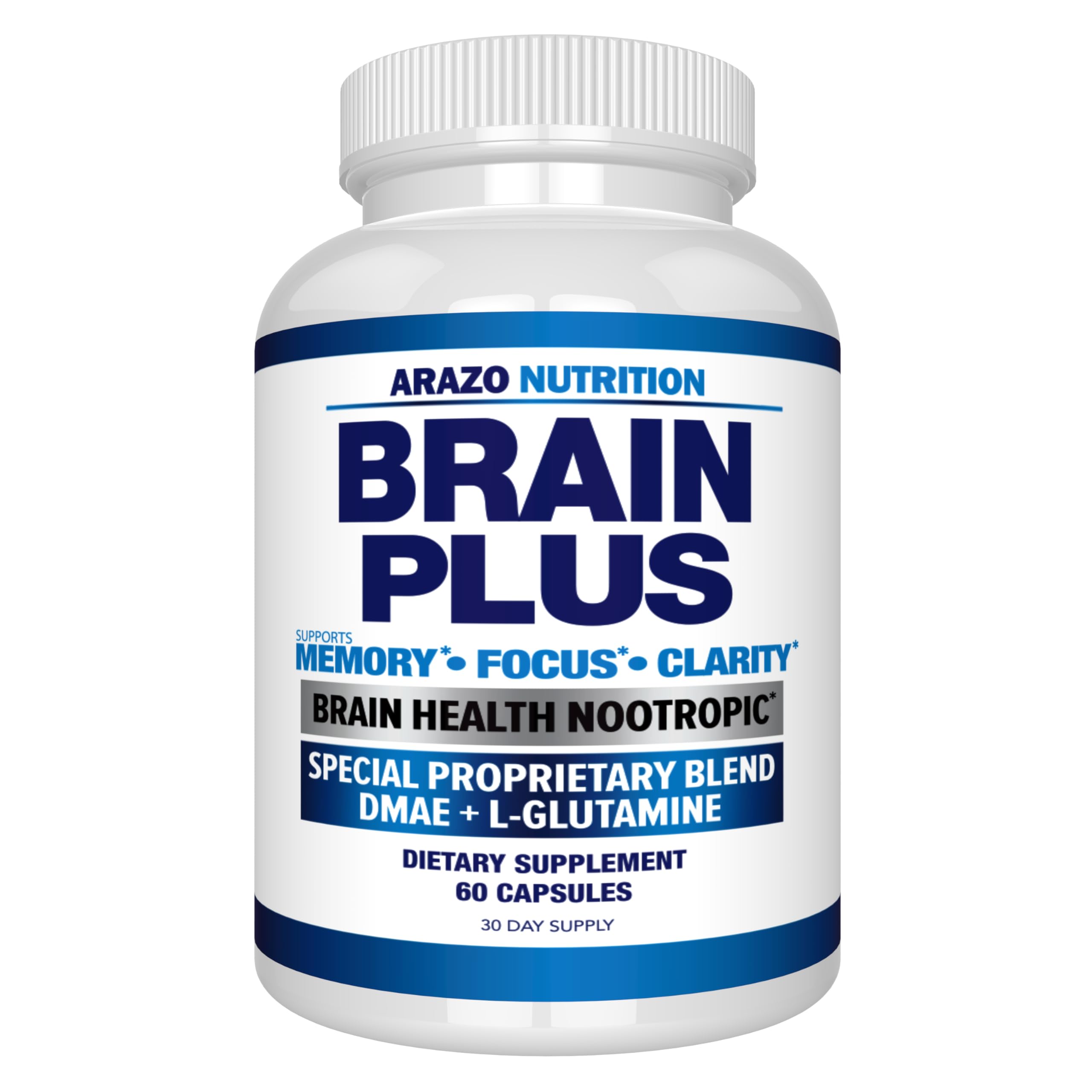 Arazo Nutrition Premium Brain Function Supplement – Memory, Focus, Clarity – Nootropic Booster with DMAE, Bacopa Monnieri, L-Glutamine, Multi Vitamins, Multi Minerals Arazo Nutrition uk supplements