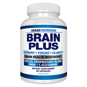 Arazo Nutrition Premium Brain Function Supplement – Memory, Focus, Clarity – Nootropic Booster with DMAE, Bacopa Monnieri, L-Glutamine, Multi Vitamins, Multi Minerals Arazo Nutrition uk supplements