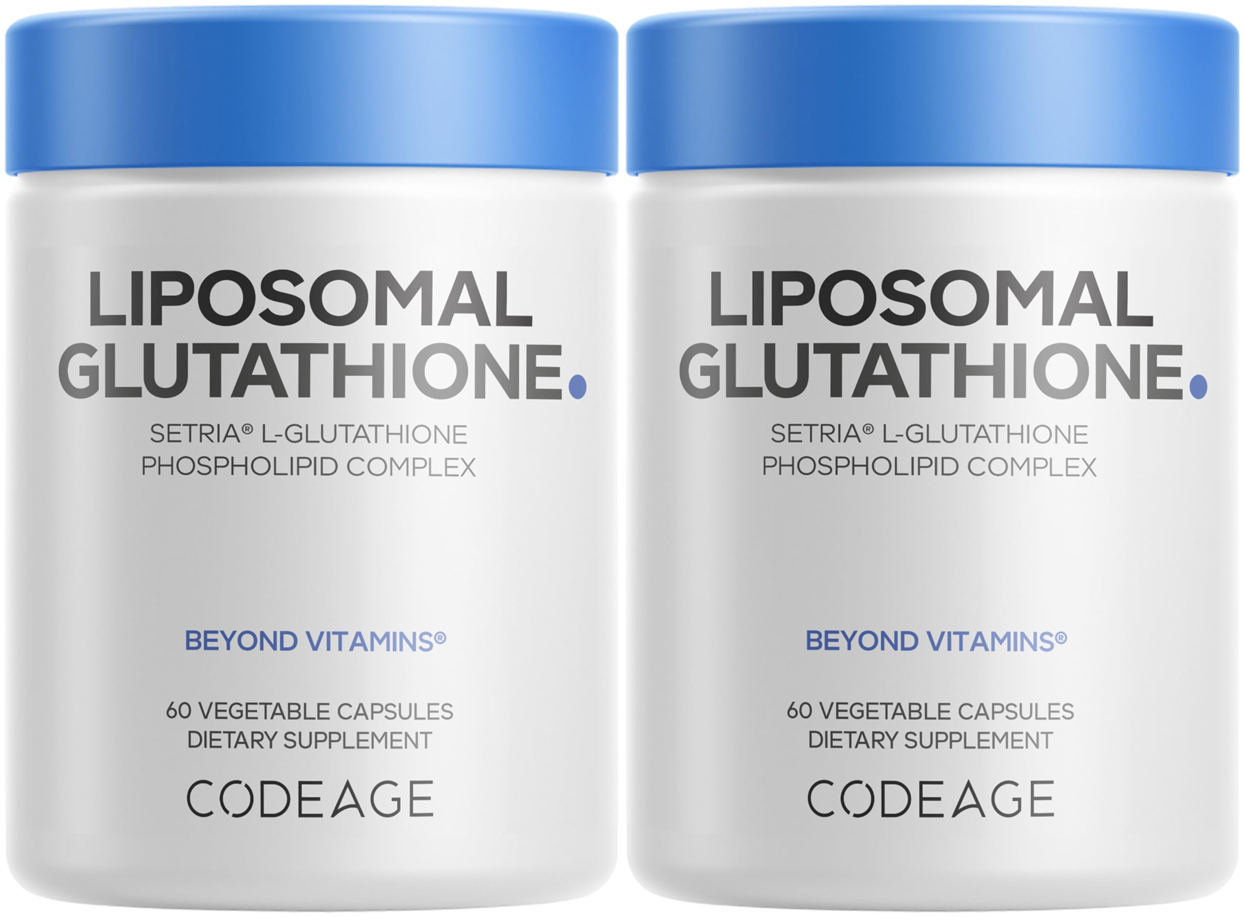 Codeage Liposomal Glutathione Supplement - Pure Reduced Setria L-Glutathione, Liposomal Delivery, Phospholipid Complex - Vegan, Non-GMO - 2-Pack Codeage uk supplements