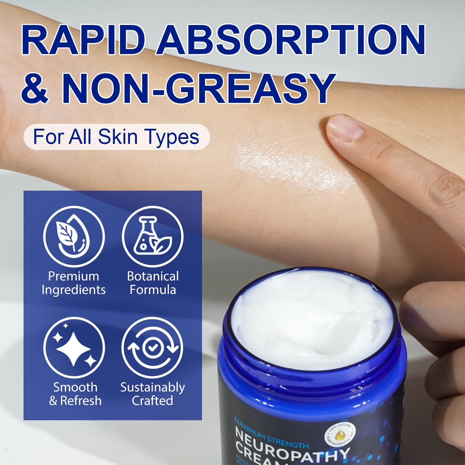 Neuropathy Cream for Feet, Legs & Hands – Lightweight, Plant-Based Formula with Cooling Comfort, 4 oz CFXYHNOX uk supplements