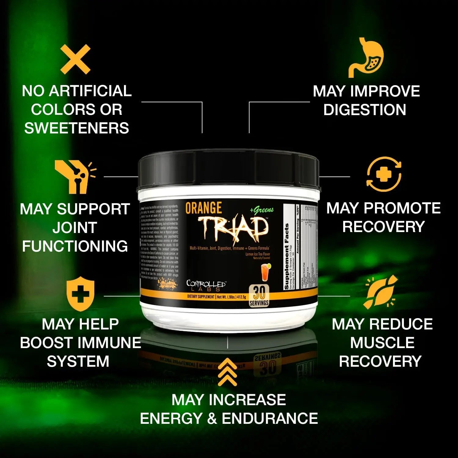CONTROLLED LABS Orange Triad Plus Greens for Men and Women, 30 Servings Iron Free Sports Supplement for Overall Health CONTROLLED LABS uk supplements
