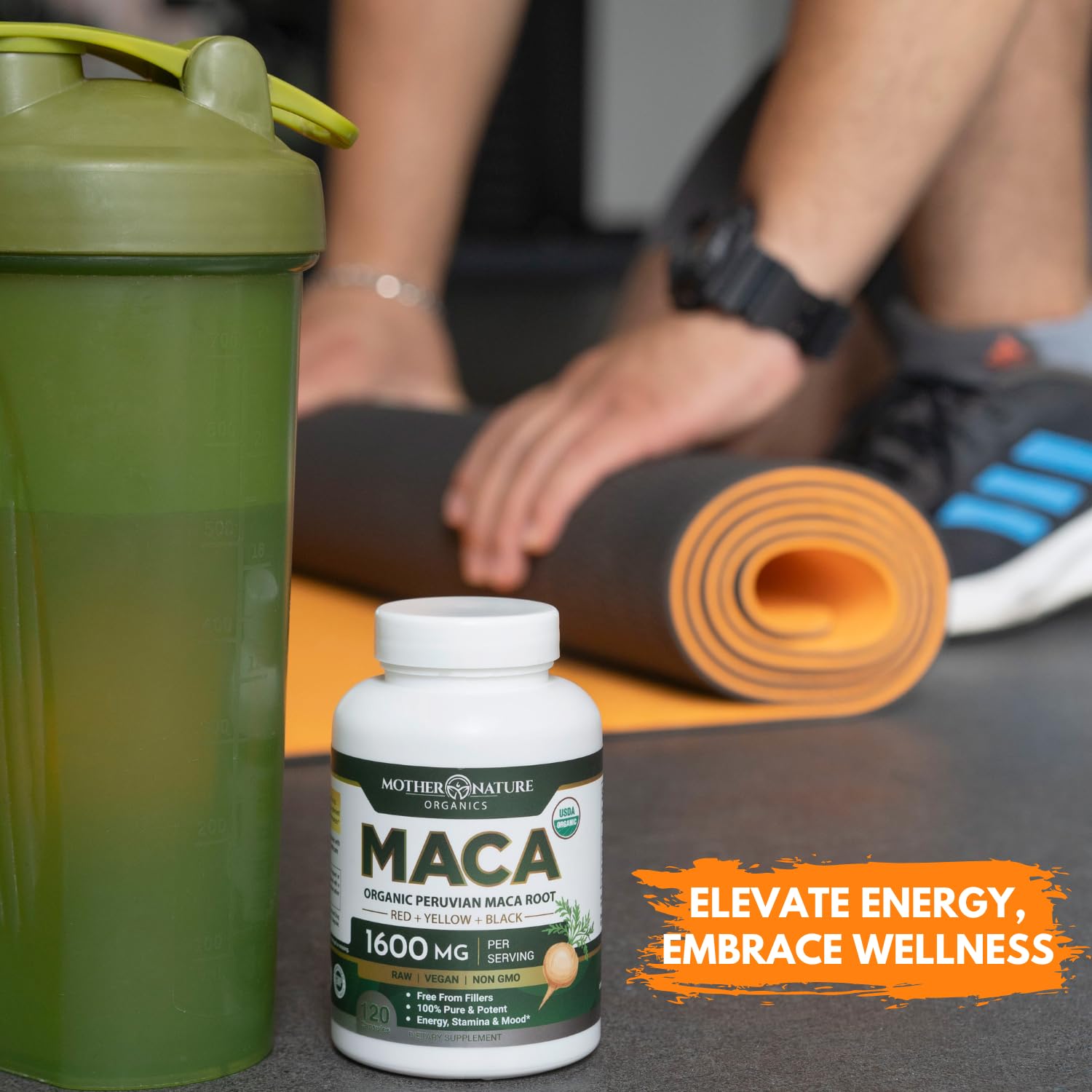 Mother Nature Organic Maca Root Capsules – 1600mg, 120 Vegan Capsules – Non GMO Peruvian Yellow, Red & Black Maca for Men & Women - Energy, Hormone, Brain & Weight Well-Being Mother Nature Organics Superfoods for Organic Living uk supplements
