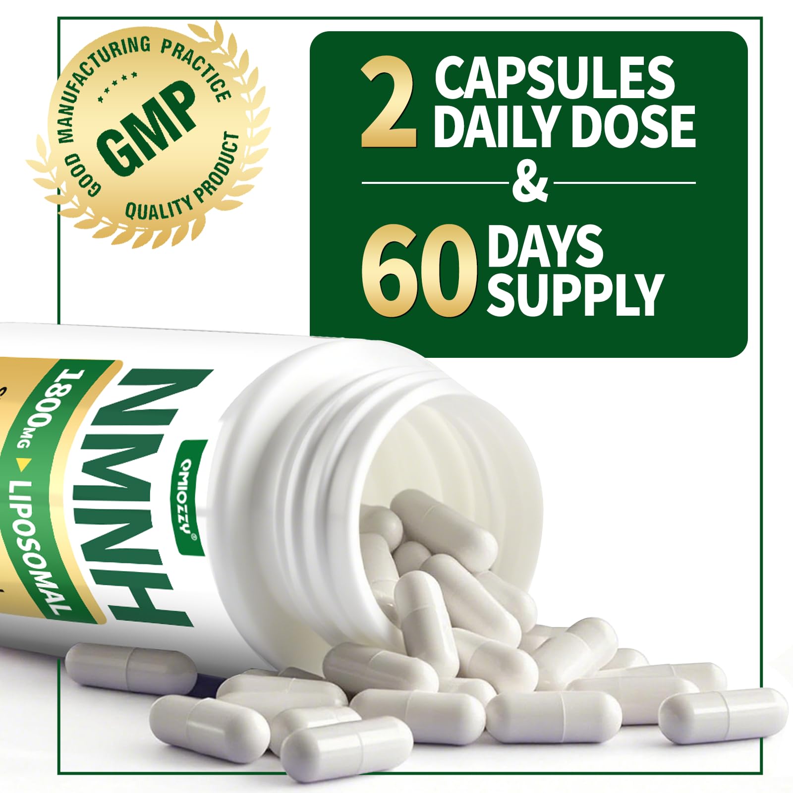 NMNH Supplement 1000mg - Nicotinamide Mononucleotide Alternative, Boost NAD+ with Liposomal Resveratrol & Nicotinamide Riboside NR, for Healthy Cellular, Aging, Energy, 120 Vegan Non-GMO Capsules Qmiozzy uk supplements