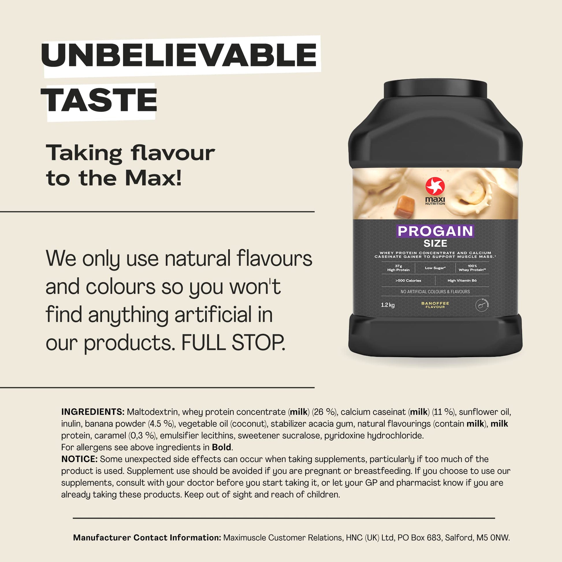 MaxiNutrition - Progain, Banoffee - Whey Protein Powder for Size & Muscle Mass – Low Sugar MaxiNutrition uk supplements
