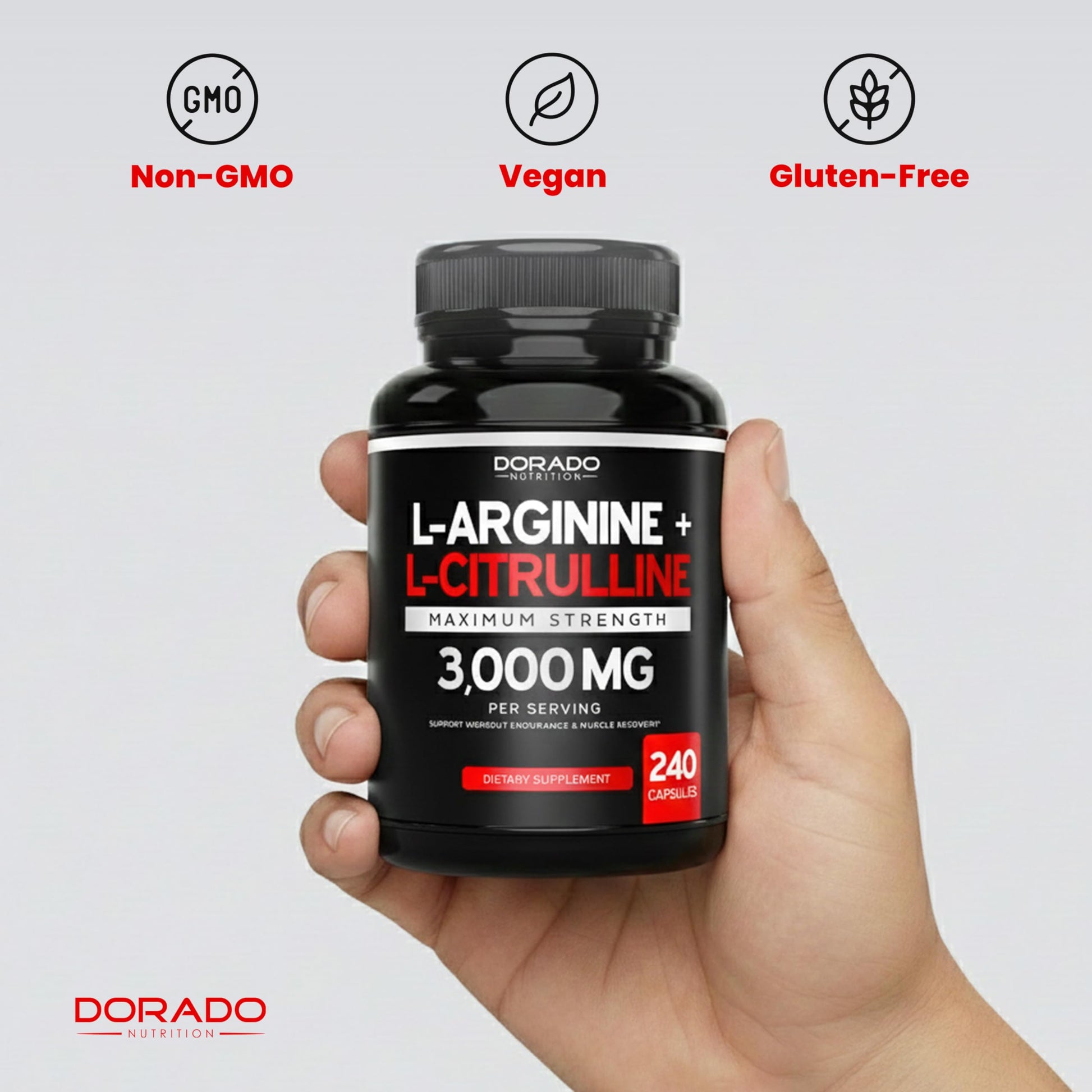 L Arginine L Citrulline Supplement 3000mg (240 Capsules) Nitric Oxide Pills for Men - Stamina, Endurance, Performance for Workouts - NO Supplements for Men DORADO NUTRITION uk supplements