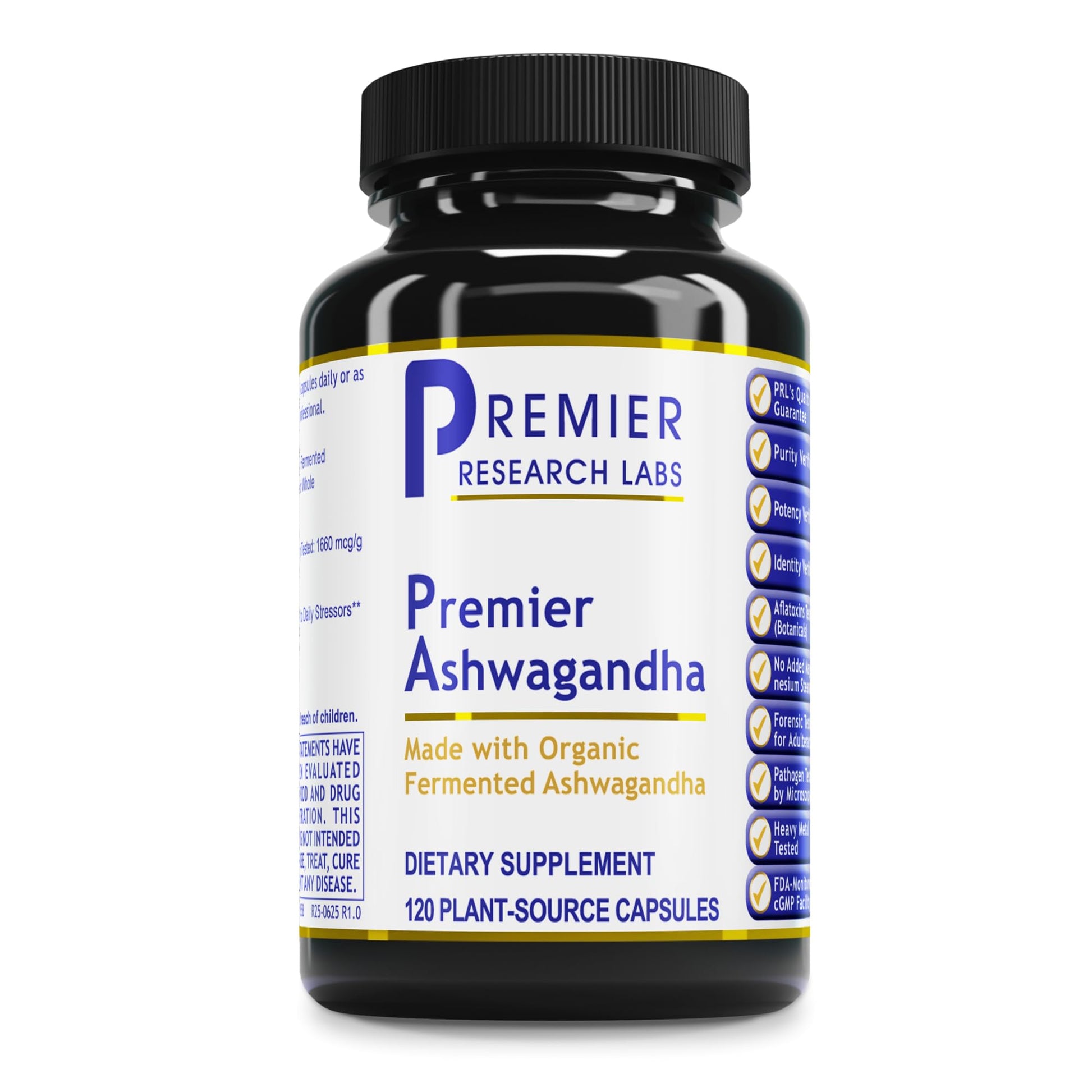 Premier Research Labs Premier Ashwagandha - Pure Supplement for Women & Men with Organic Ashwagandha Root, Herbal Pills for Stress & Sleep Support, Fermented for Absorption - 120 Plant-Based Capsules Premier Research Labs uk supplements