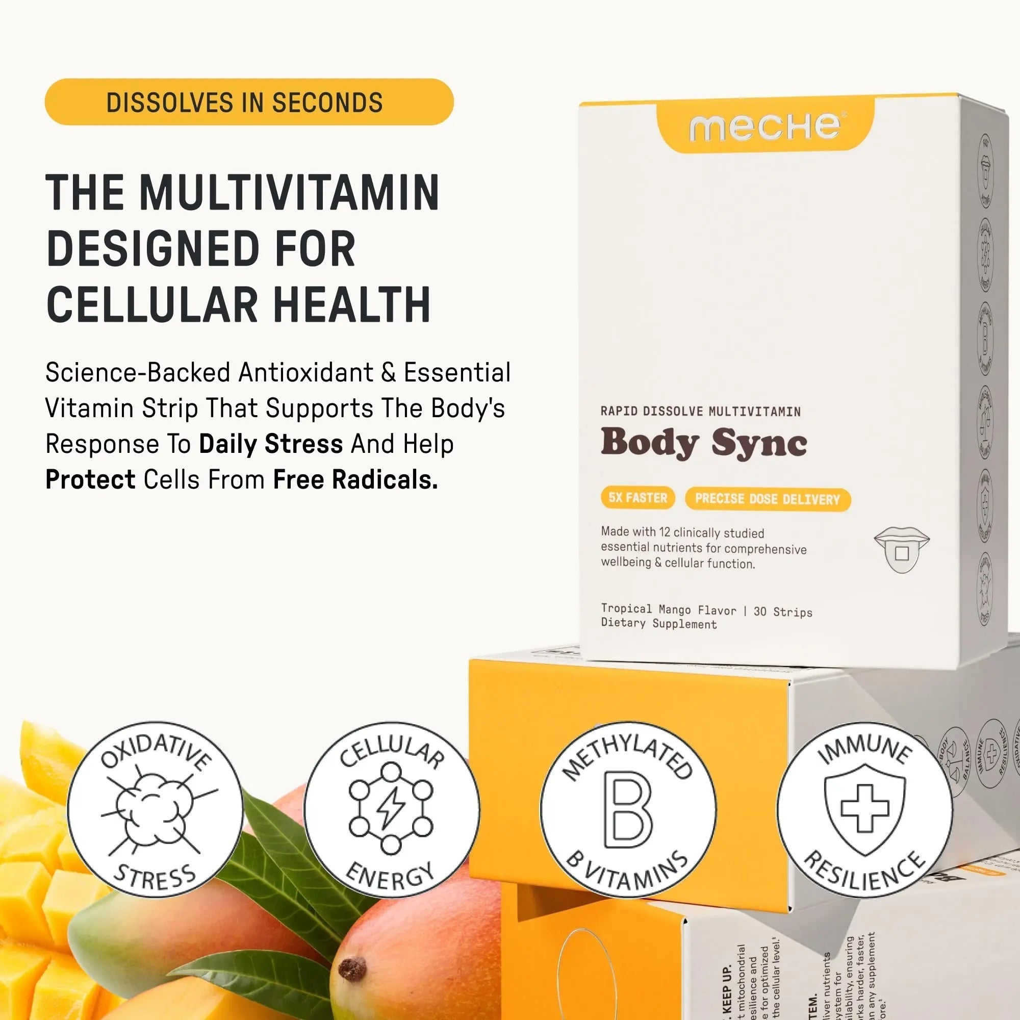 Meche Multivitamin for Women and Men Strip Supplements - Vitamins A, C, D, B6, Methylated B12, Folate, Biotin - Beauty, Energy, Immune Support Meche uk supplements