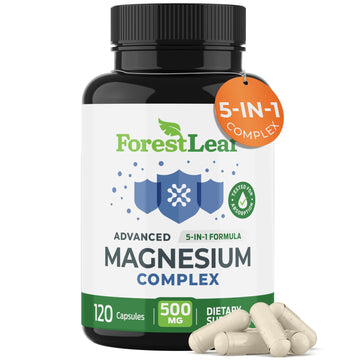 ForestLeaf Magnesium Complex for Women and Men - 500mg Magnesium Supplement for Sleep - 5-in-1 Chelated Magnesium Citrate, Bisglycinate, Malate, Taurate, Oxide (120 Ct) ForestLeaf uk supplements