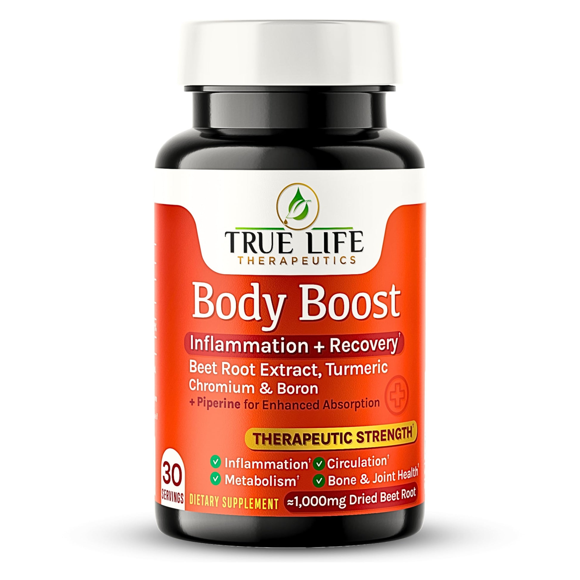 Body Support Tablets – Beet Root Extract, Turmeric Boron & Chromium – Supports Inflammation, Circulation, Hormonal Balance & Metabolic Function – 60ct - 30 Servings True Life Therapeutics uk supplements