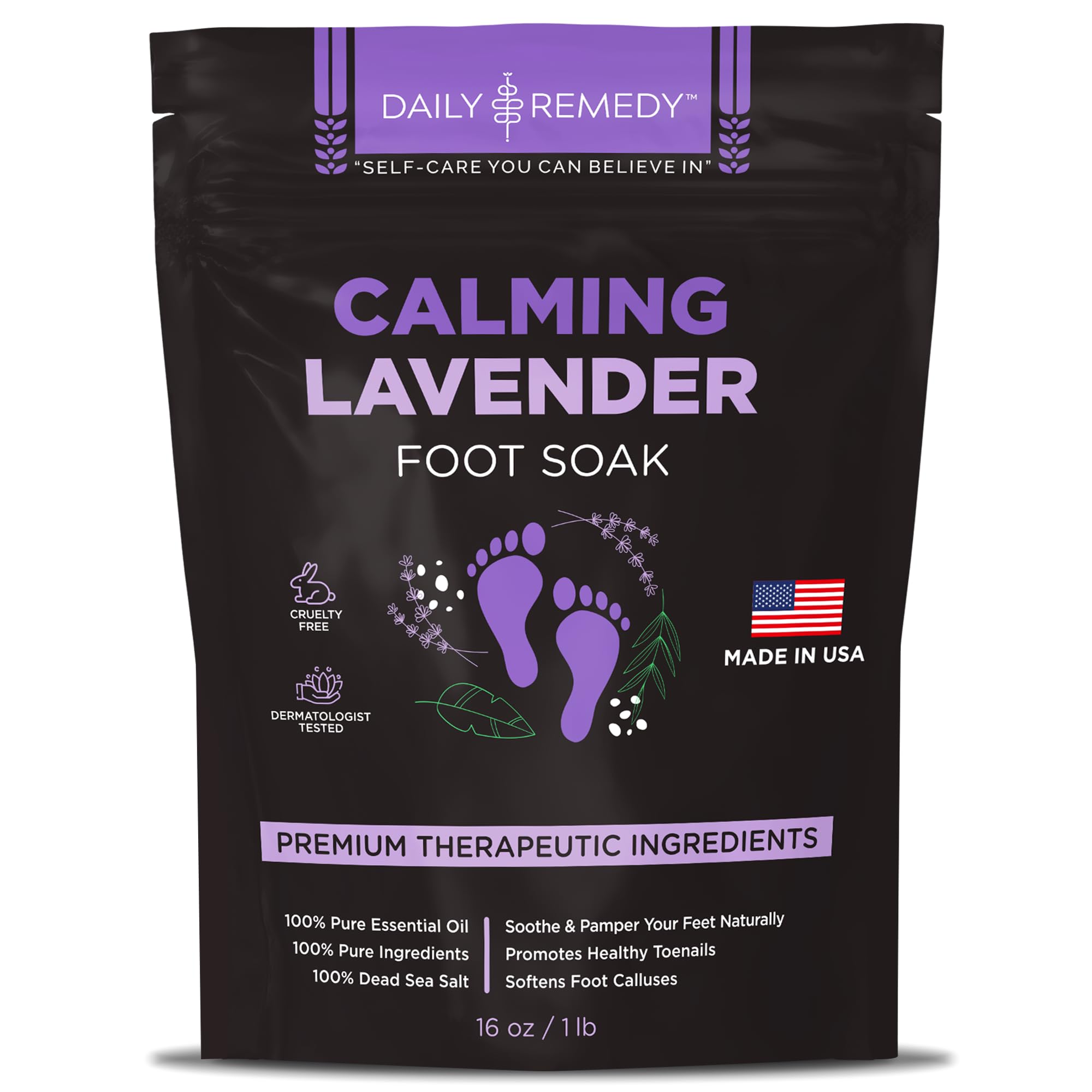 Calming Lavender Foot Soak with Epsom Salt, Made in USA, Foot Soak Soothes Sore Tired DAILY REMEDY uk supplements