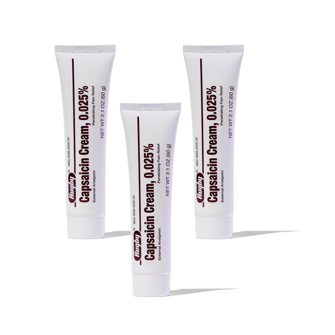 Rugby Capsaicin 0.025% Cream for Penetrating Pain Relief - 2.1 Oz (60g) (3 Pack) RUGBY LABORATORIES uk supplements