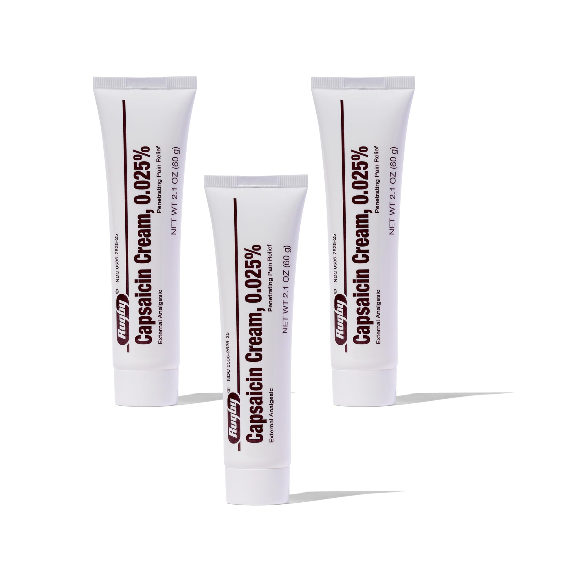 Rugby Capsaicin 0.025% Cream for Penetrating Pain Relief - 2.1 Oz (60g) (3 Pack) RUGBY LABORATORIES uk supplements