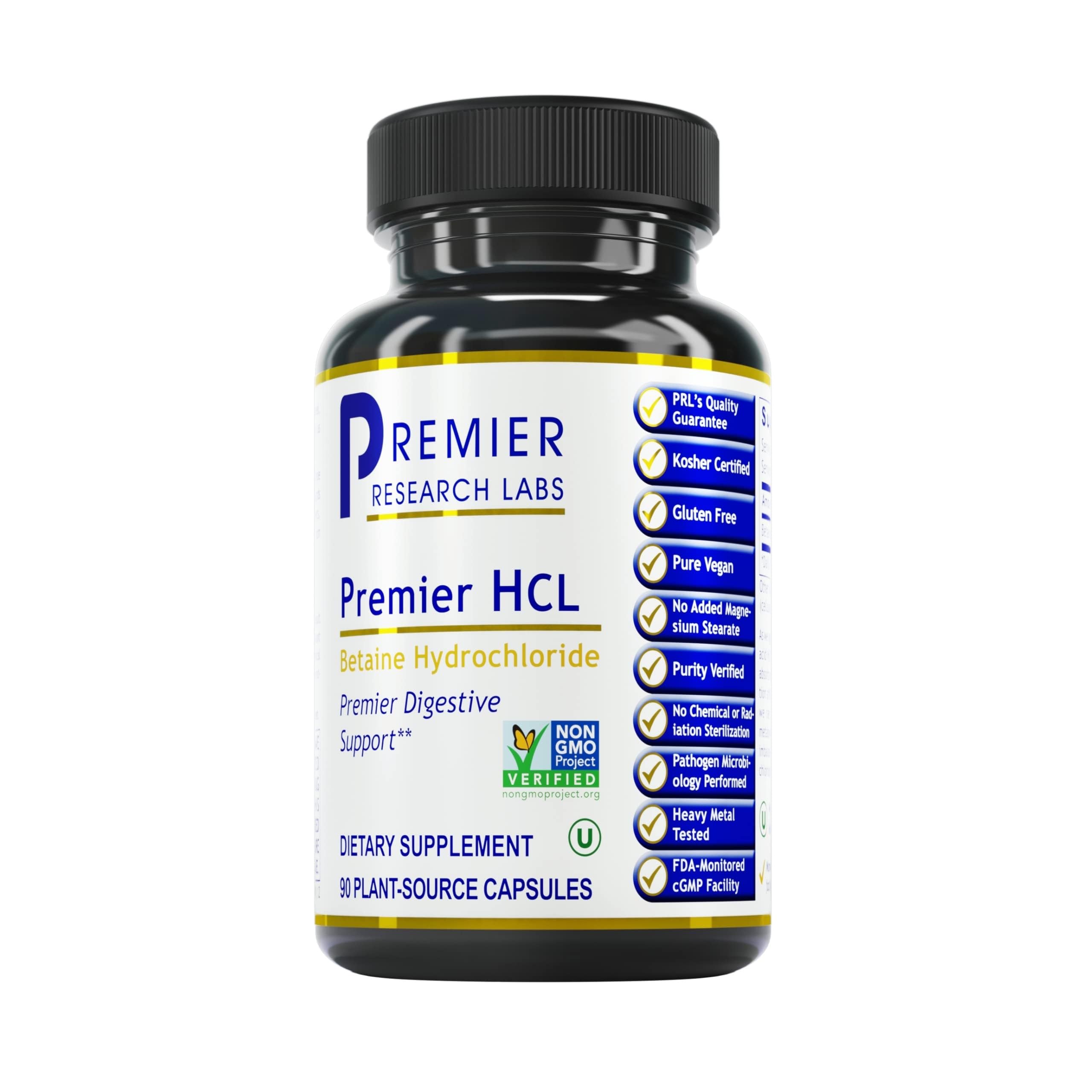 Premier Research Labs Premier HCL - Betaine HCL, Betaine Hydrochloride Supplement for Optimal Digestive Function, Nutrient Absorption, Betaine-HCL for Low Stomach Acid- 90 Vegetarian Capsules Premier Research Labs uk supplements