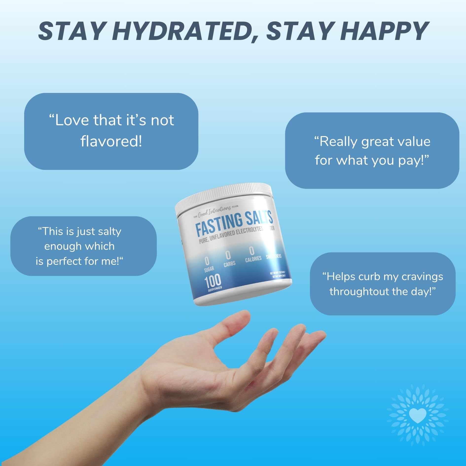 The Good Intentions Club Fasting Electrolytes - Unflavored Electrolyte Powder - 100 Servings - Fasting Salts - Fasting Supplement - Electrolytes for Fasting The Good Intentions Club uk supplements