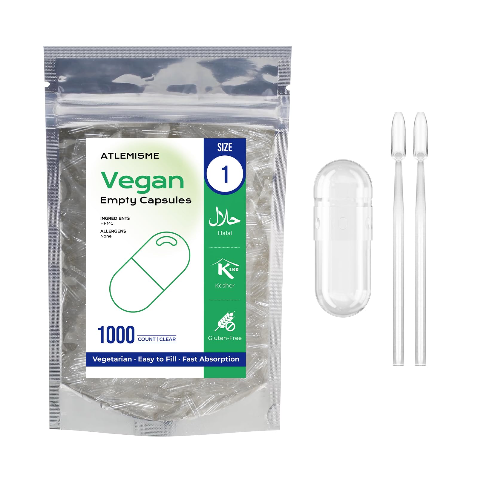ATLEMISME Empty Vegan Capsules Size 1 - Vegan Capsules Empty (1000 Count) ATLEMISME uk supplements