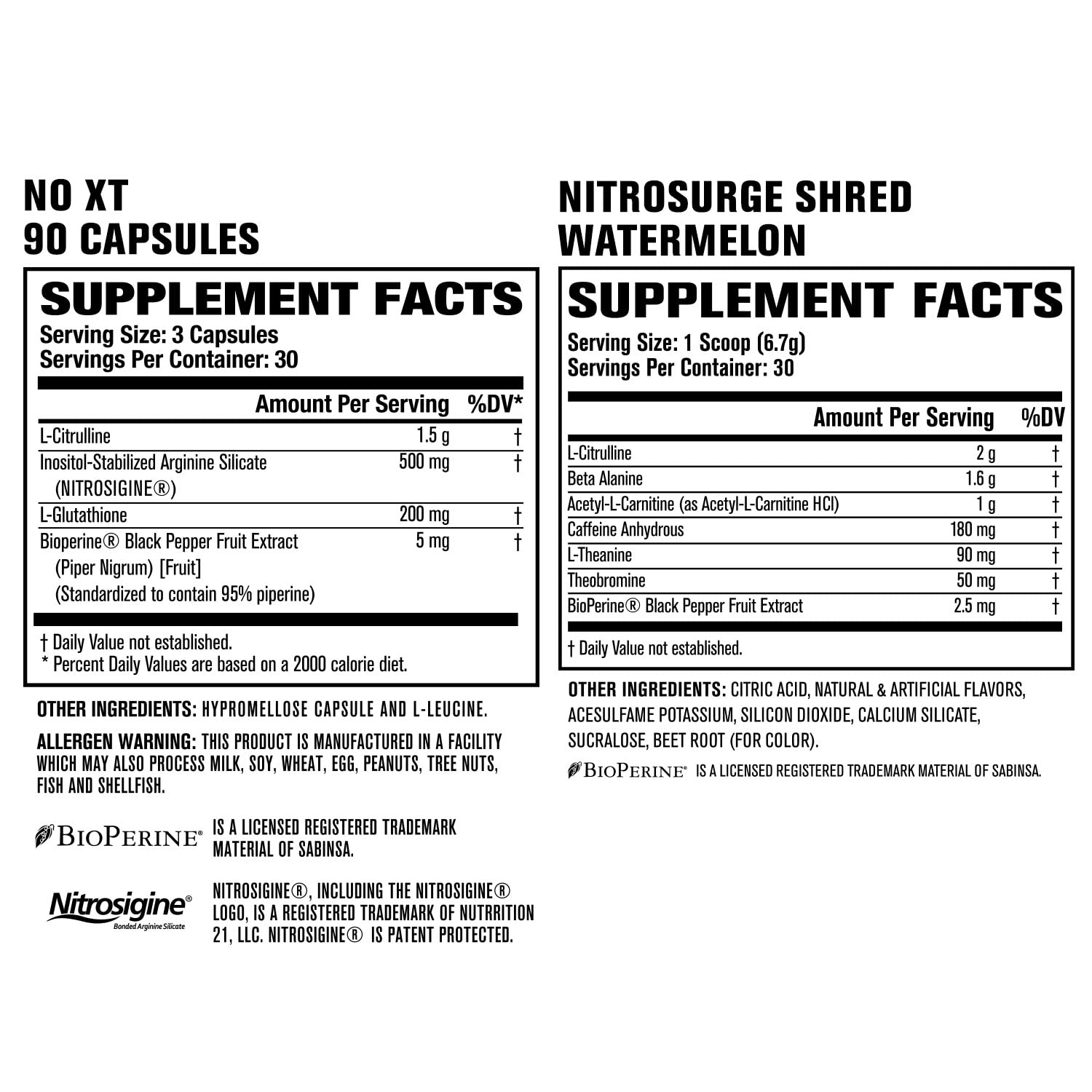 Jacked Factory Nitrosurge Shred Thermogenic Pre-Workout in Watermelon & N.O. XT Nitric Jacked Factory uk supplements