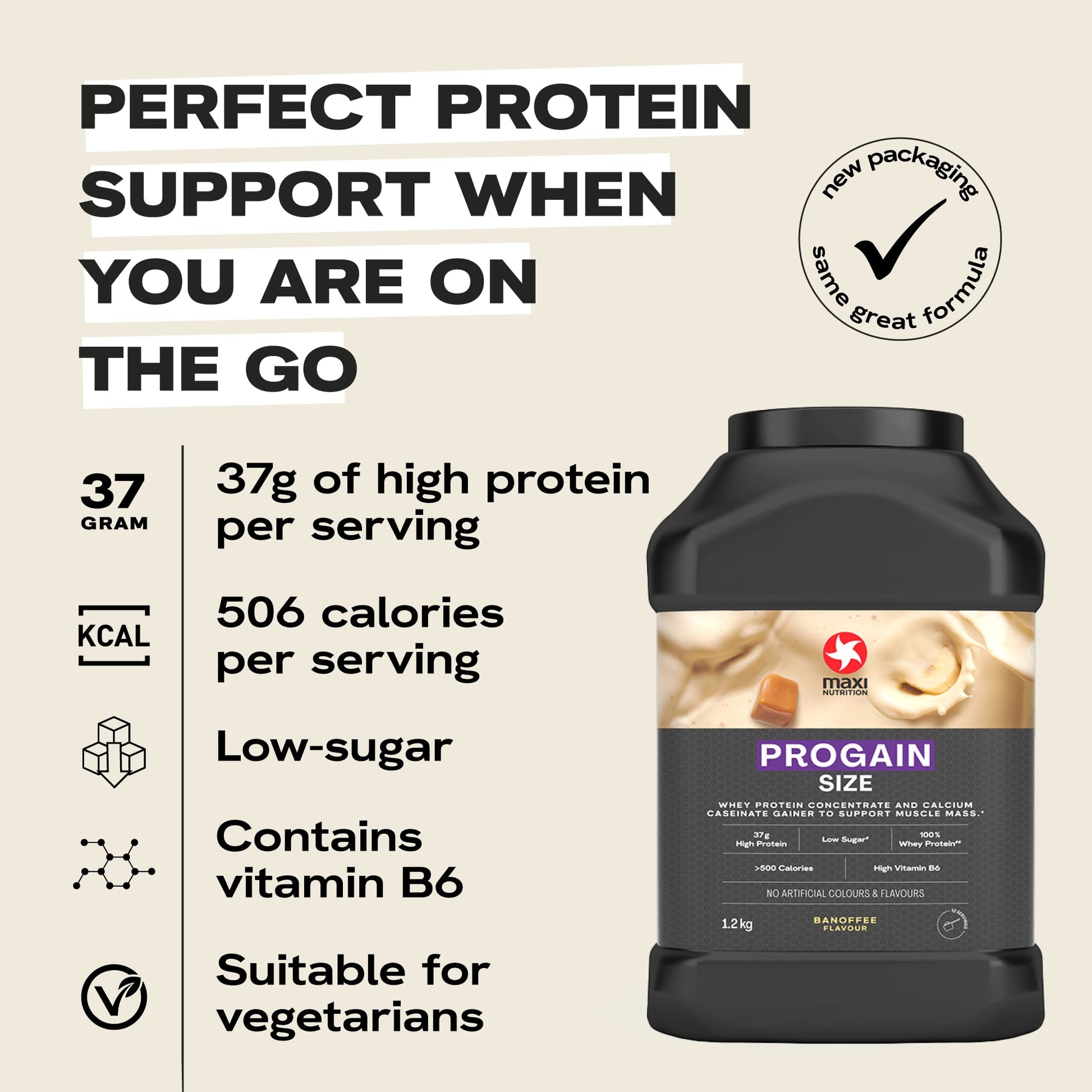 MaxiNutrition - Progain, Banoffee - Whey Protein Powder for Size & Muscle Mass – Low Sugar MaxiNutrition uk supplements