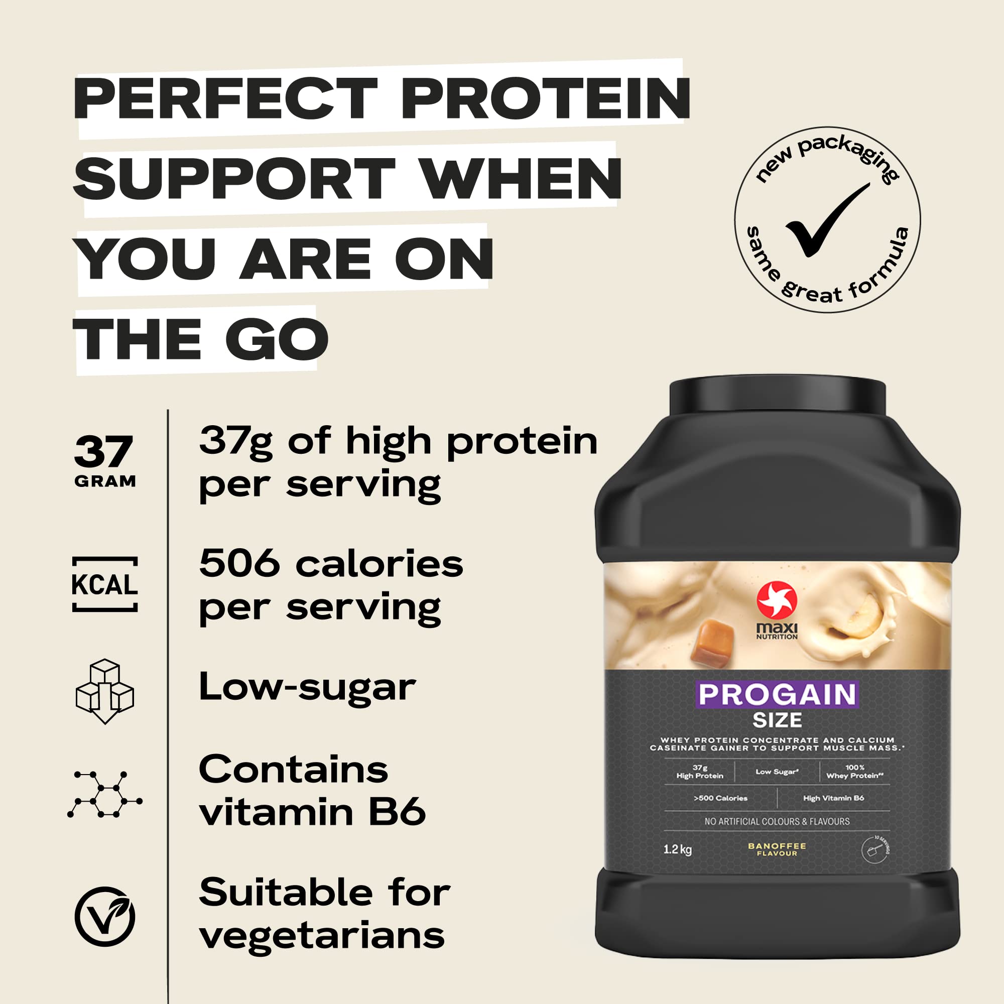MaxiNutrition - Progain, Banoffee - Whey Protein Powder for Size & Muscle Mass – Low Sugar MaxiNutrition uk supplements