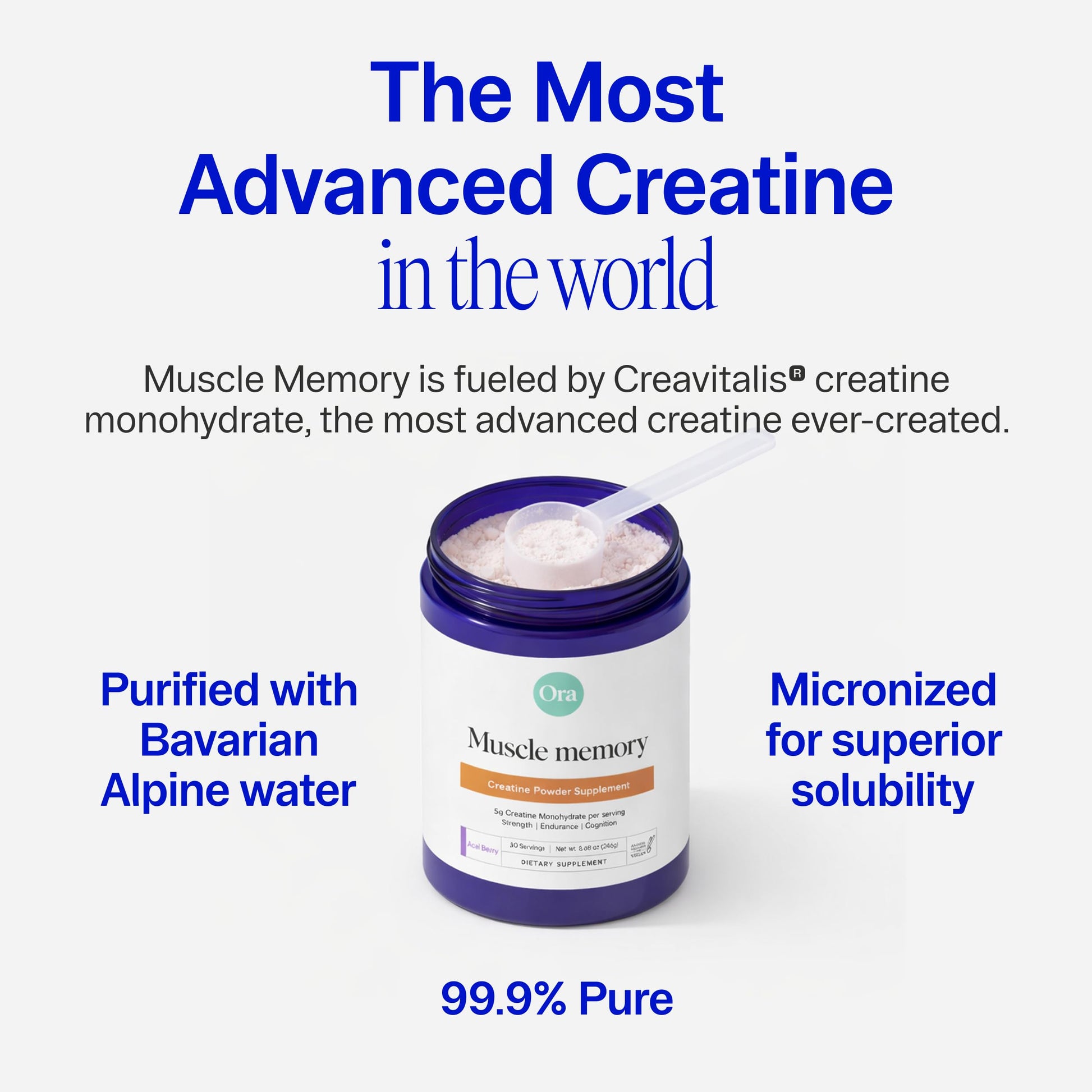 Ora Organic Creatine Monohydrate Powder - German-Sourced Creavitalis for Strength, elevATP for Energy, D-Ribose & Taurine for Recovery - Creatine for Women & Men - Acai Berry Flavor, 30 Servings Ora Organic uk supplements