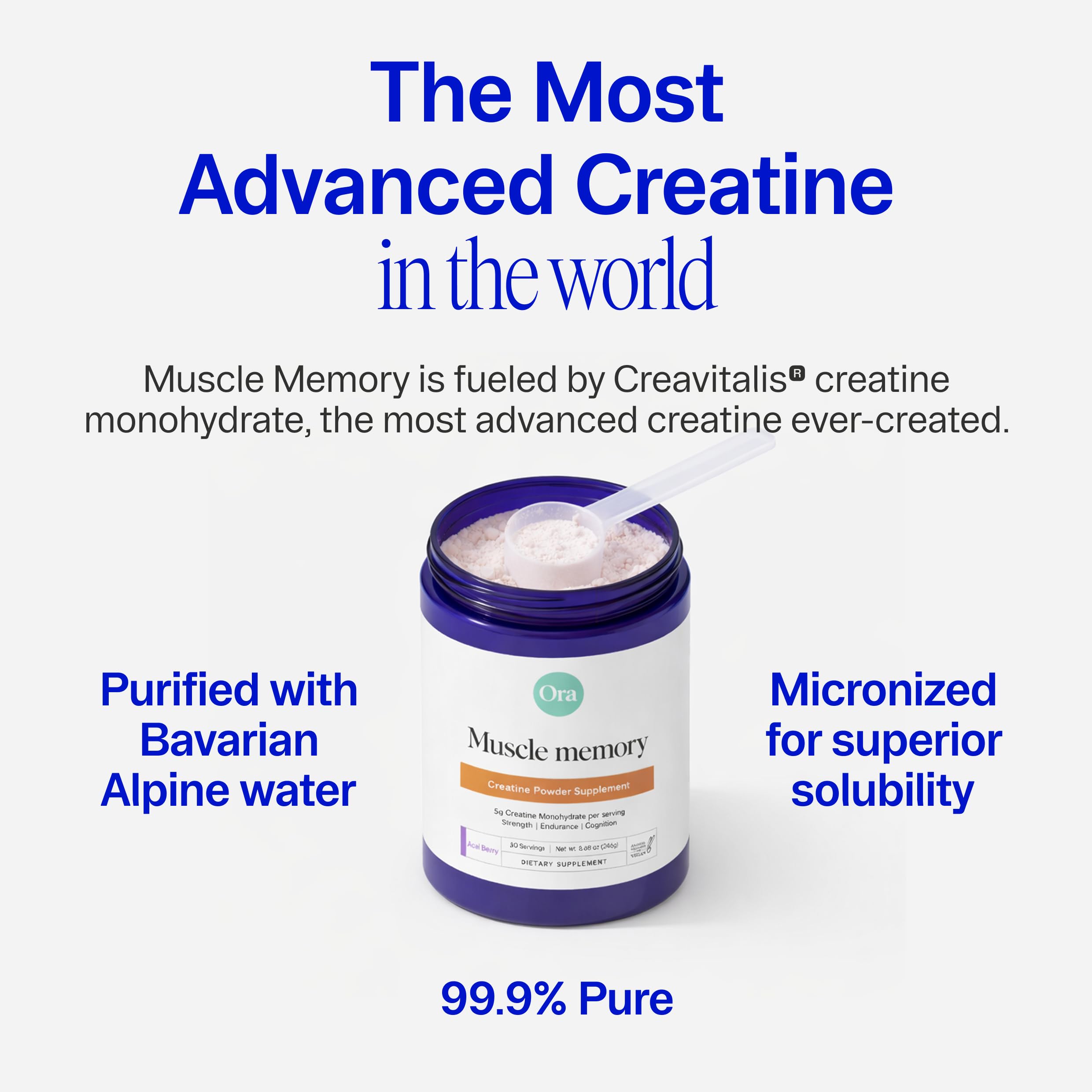 Ora Organic Creatine Monohydrate Powder - German-Sourced Creavitalis for Strength, elevATP for Energy, D-Ribose & Taurine for Recovery - Creatine for Women & Men - Acai Berry Flavor, 30 Servings Ora Organic uk supplements
