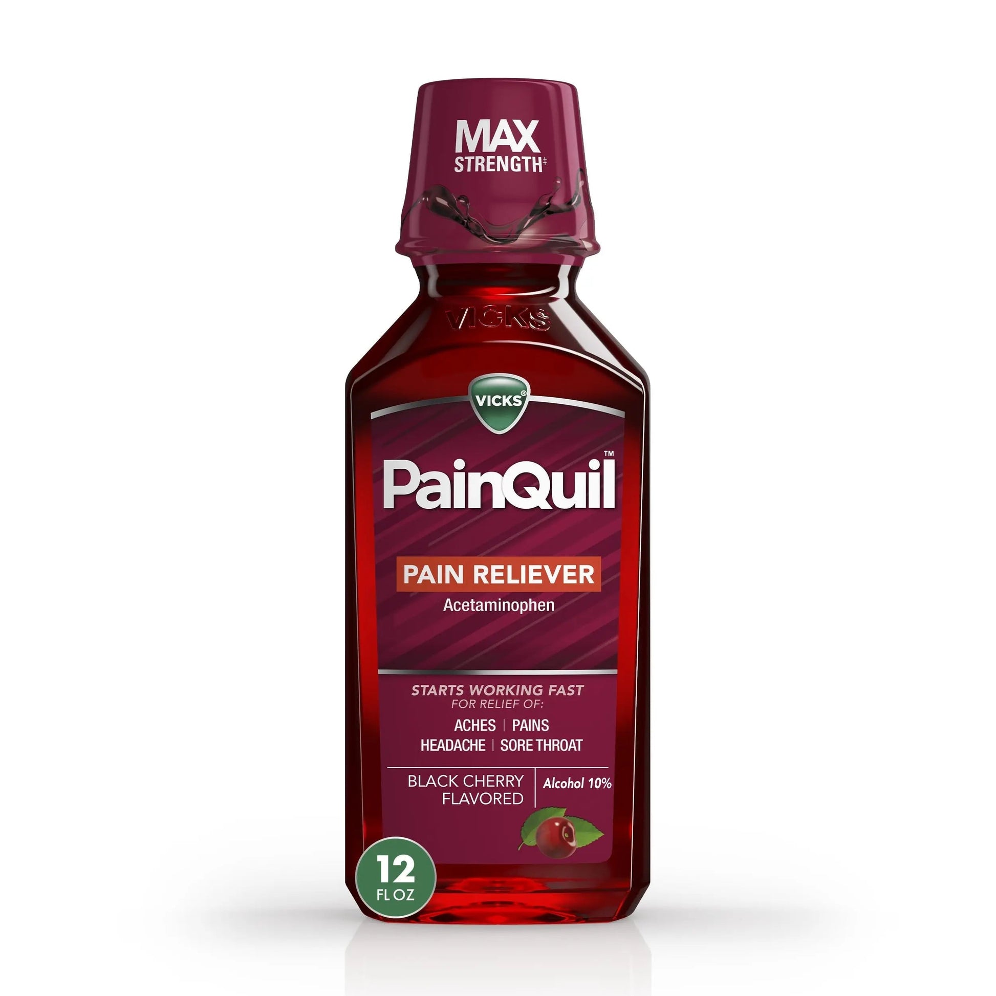 Vicks PainQuil Pain Relief Acetaminophen 1000mg Max Strength‡ Adult Pain Reliever Liquid 12oz, Backache Headache Relief, 1 Daytime Pain Reliever Vicks uk supplements