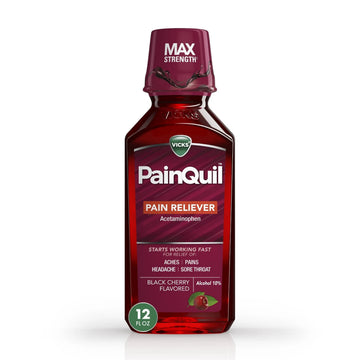 Vicks PainQuil Pain Relief Acetaminophen 1000mg Max Strength‡ Adult Pain Reliever Liquid 12oz, Backache Headache Relief, 1 Daytime Pain Reliever Vicks uk supplements