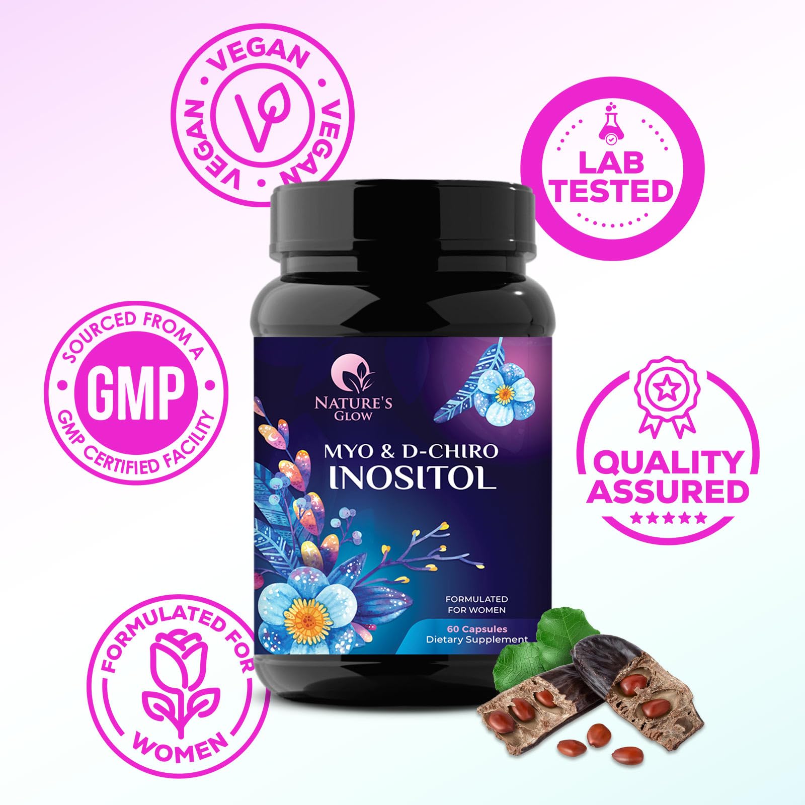 Myo-Inositol & D-Chiro Inositol Blend - 30 Day Supply, Premium 40:1 Ratio, Hormone Sup Nature's Glow uk supplements