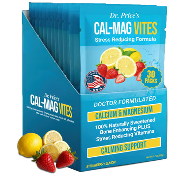 Dr. Price’s Cal-Mag Vites – Strawberry Lemon, 30 Packs | Calcium Magnesium Powder Packets + Vitamin D3, K & Boron | Calming Bone & Muscle Support for Kids & Adults | Doctor-Formulated, Made in USA Dr. Price's Vitamins uk supplements