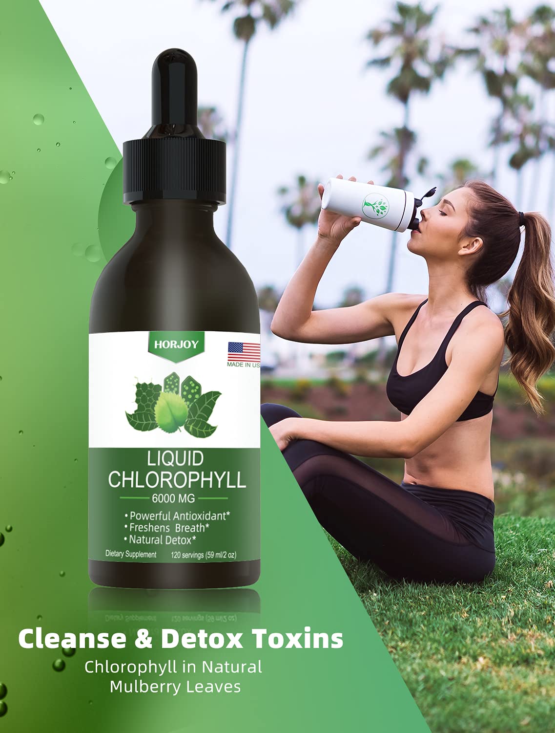 Chlorophyll Liquid Drops - 100% Natural Energy Booster and Immune Support - Internal Horjoy uk supplements