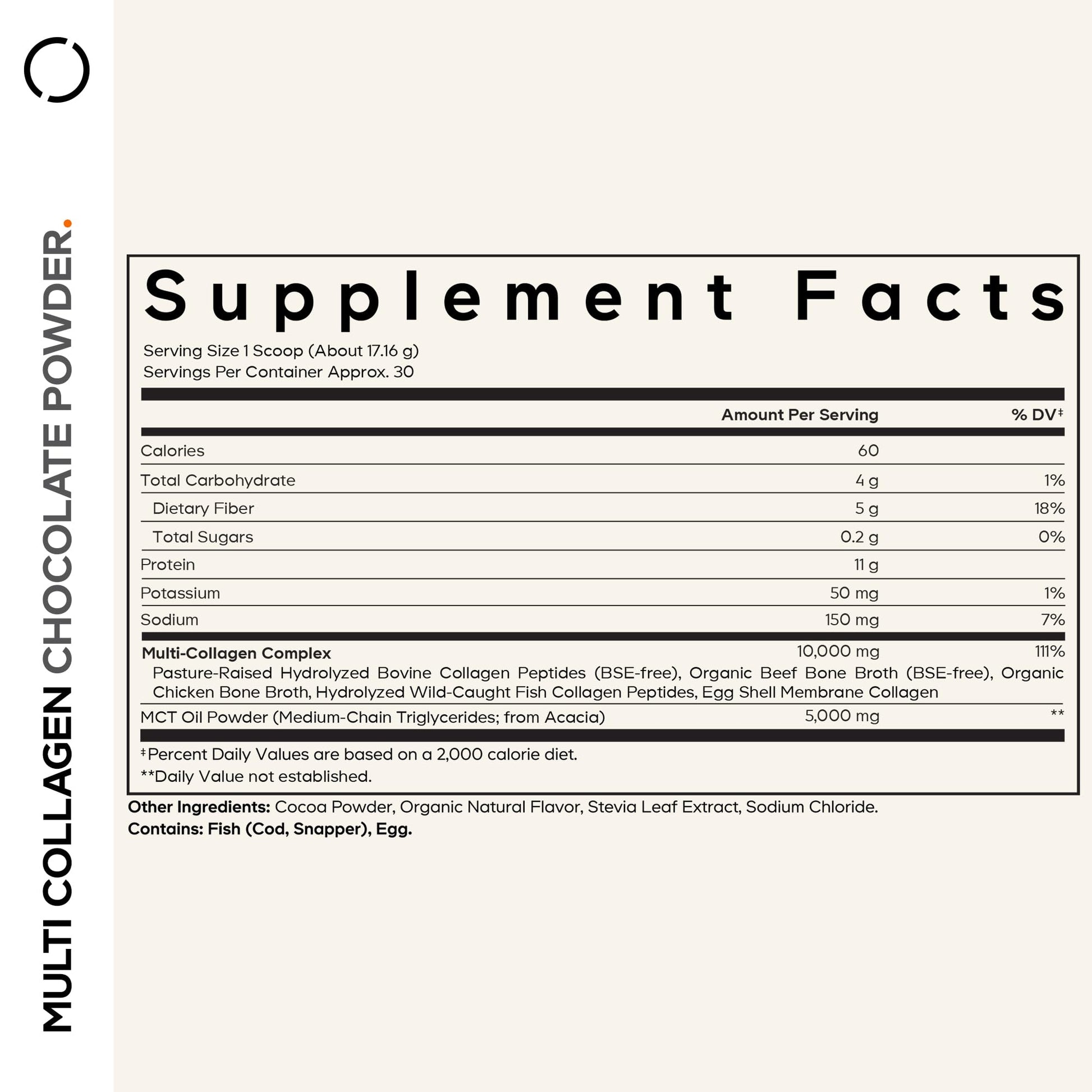 Codeage Multi Collagen Chocolate Protein Powder - Hydrolyzed Bovine Collagen Peptides, 5 Collagen Types & MCT Oil - Collagen Creamer, Chocolate Collagen Peptides - Protein Shakes - Non-GMO - 18.17 oz Codeage uk supplements