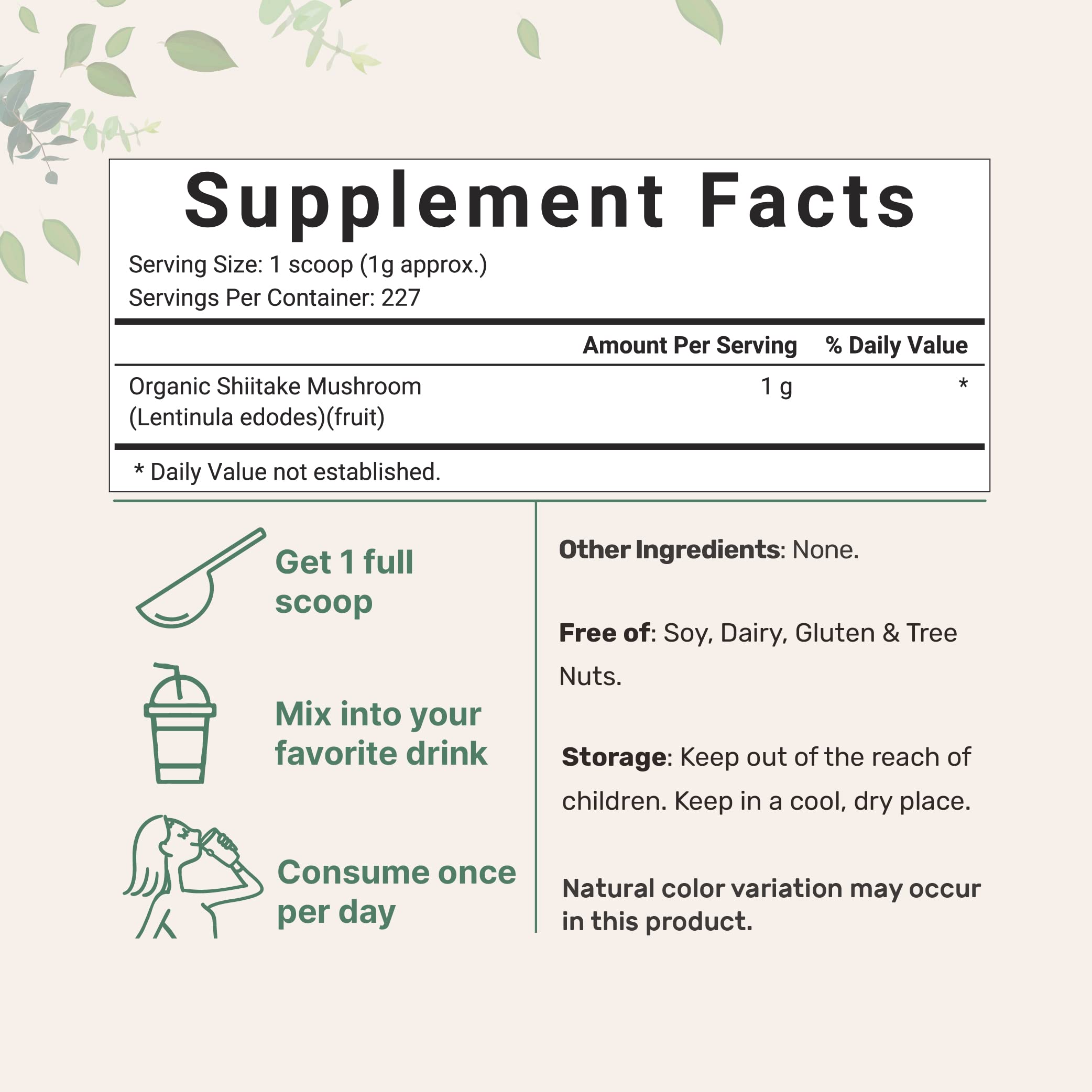 Sustainably US Grown, Organic Shiitake Mushrooms Powder, 8 Ounce Micro Ingredients uk supplements
