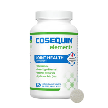 Nutramax Cosequin Elements Dog Joint Health Supplement with Glucosamine, Green Lipped Mussel, Omega-3s, Eggshell Membrane, Hyaluronic Acid, & Postbiotics, 75 Tasty Chewable Tablets for Dogs Nutramax Laboratories uk supplements