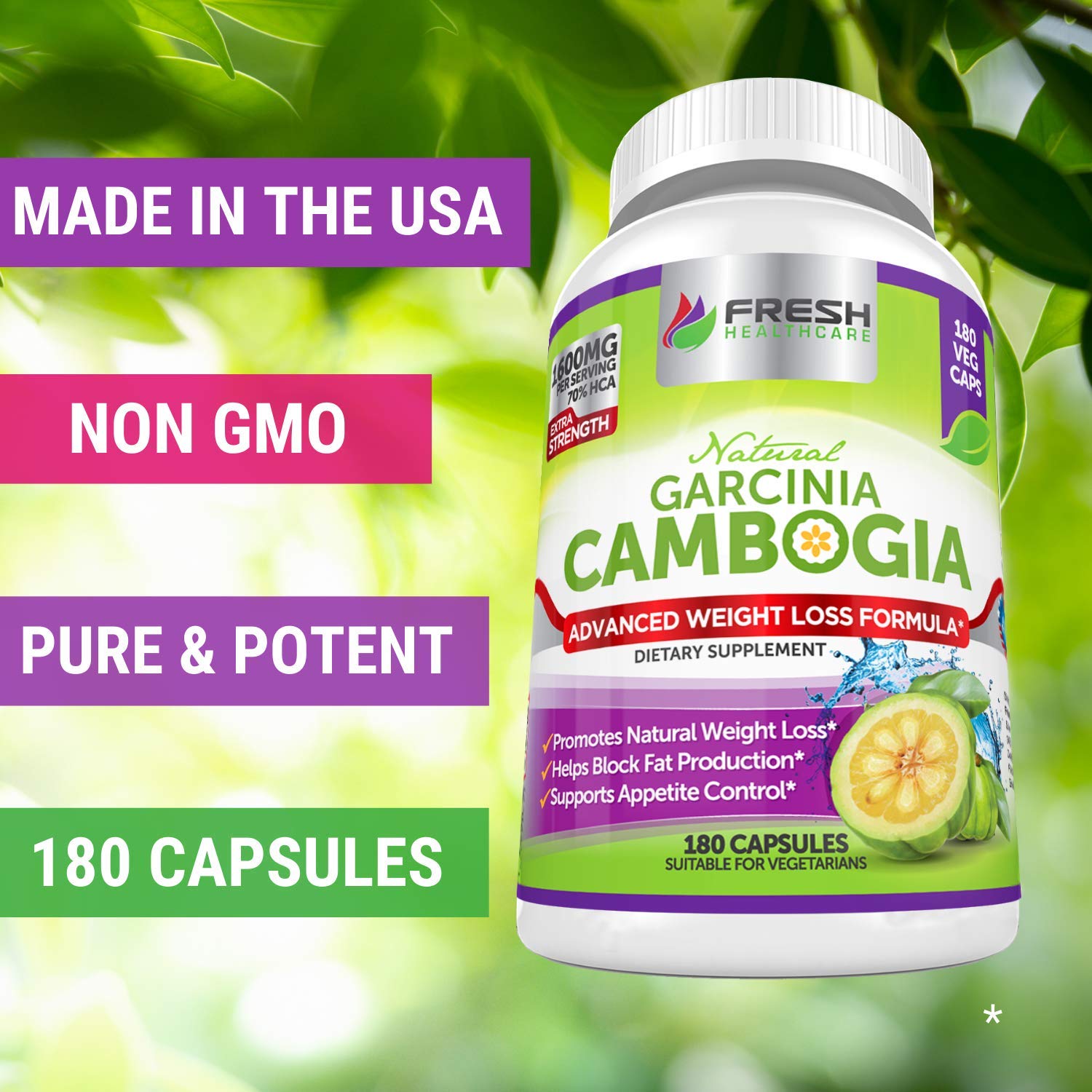 Fresh Healthcare 100% Pure Garcinia Cambogia Extract - All Natural Appetite Suppressant FRESH HEALTHCARE uk supplements