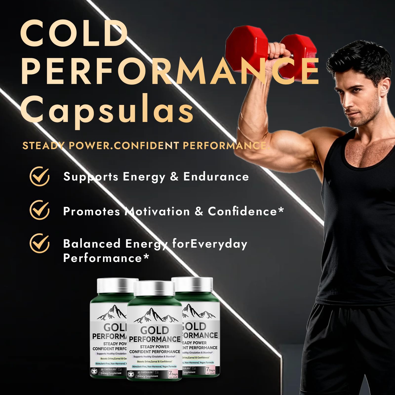 Quantum Gold Performance Capsulas – Daily Energy & Endurance Support Supplement | Boost Motivation & Confidence | 60 Capsules(1PC) ultimapeak uk supplements