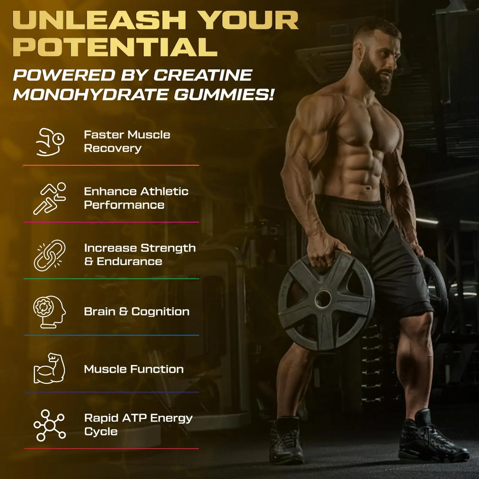 ZyterX Creatine Monohydrate Gummies for Men & Women, 9000MG Creatine Gummies Sugar Free with L-Taurine, BCAA 2:1, B12 B6 for Boost Strength, Focus & Endurance, ZyterX uk supplements