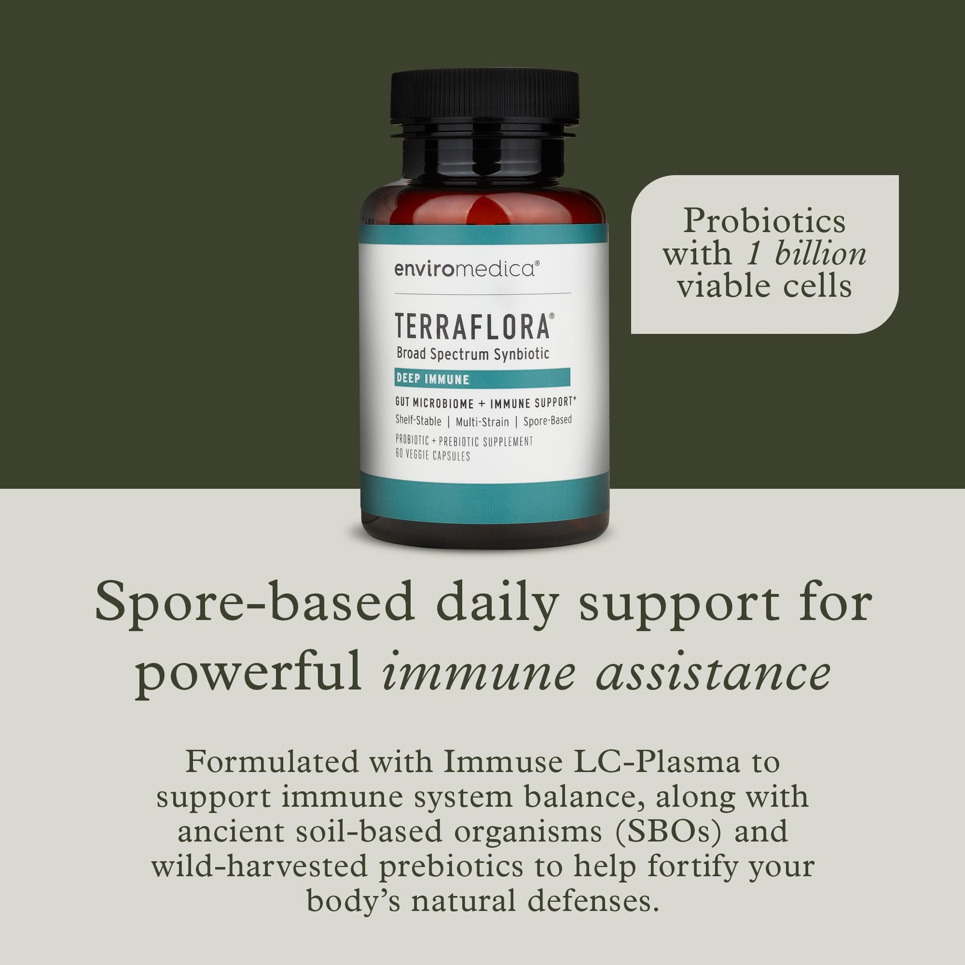 Terraflora Deep Immune Synbiotic- SBO Probiotic and Prebiotic, Immune Support, Gut Health, Soil Based Spore Pre and Probiotics for Women and Men, LC-Plasma, Bacillus Coagulans, Subtilis, 60 Capsules Enviromedica uk supplements
